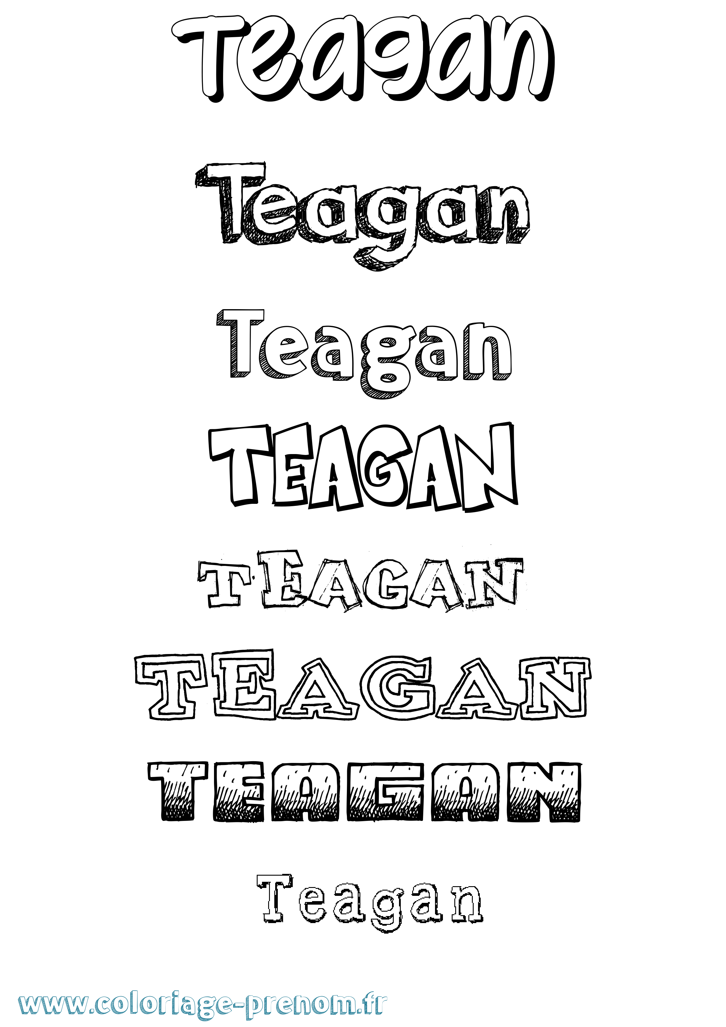 Coloriage prénom Teagan Dessiné
