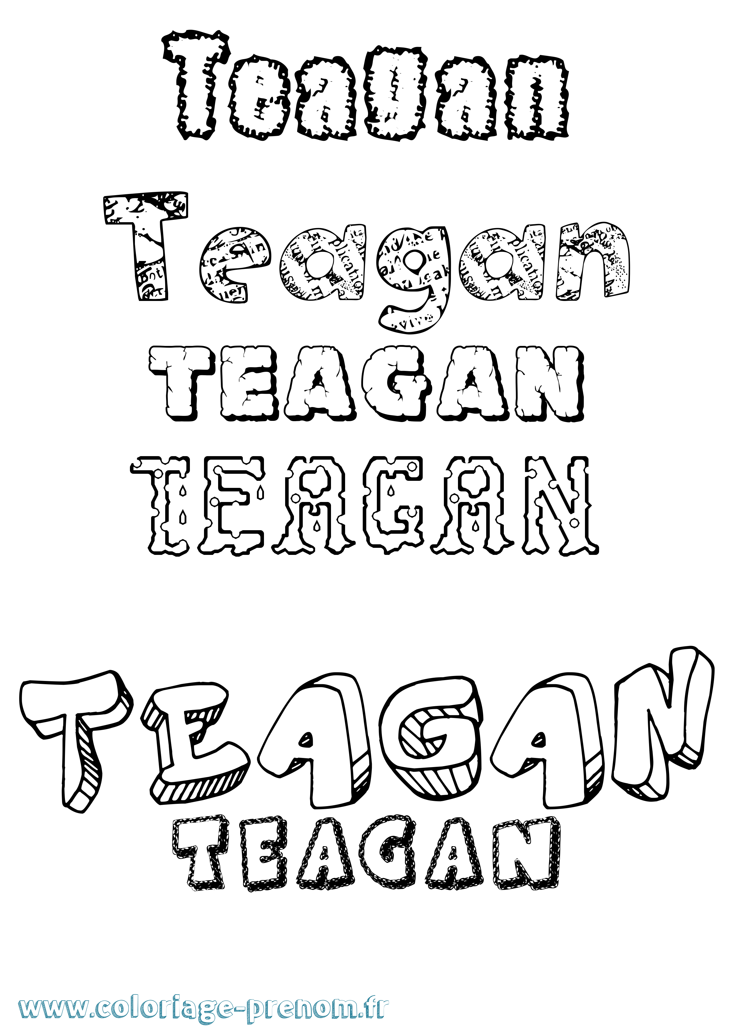 Coloriage prénom Teagan Destructuré
