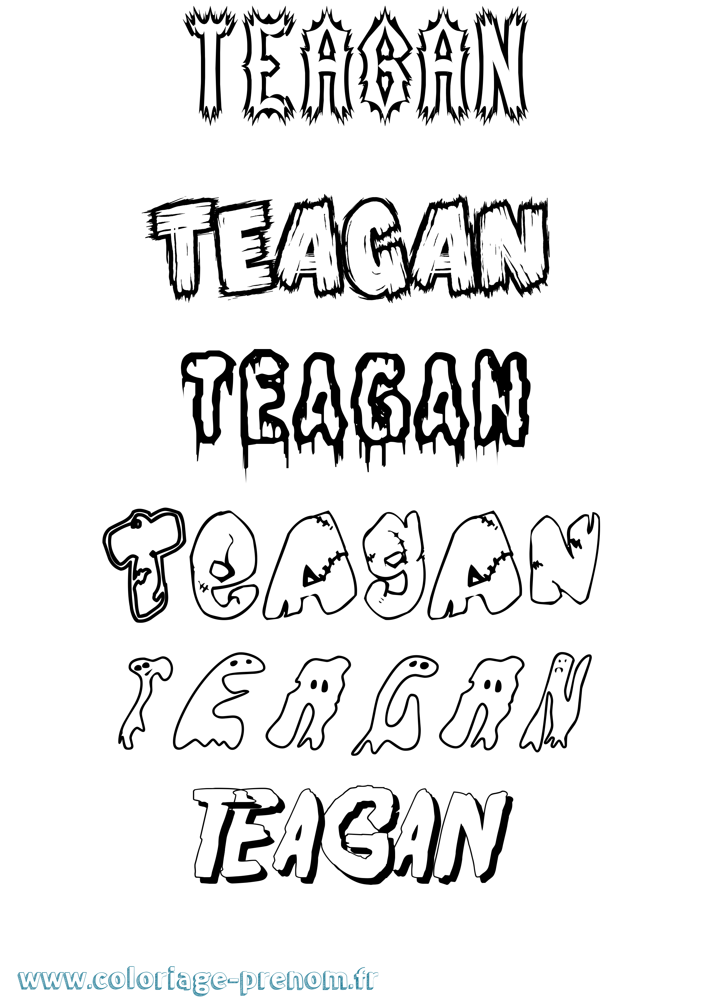 Coloriage prénom Teagan Frisson