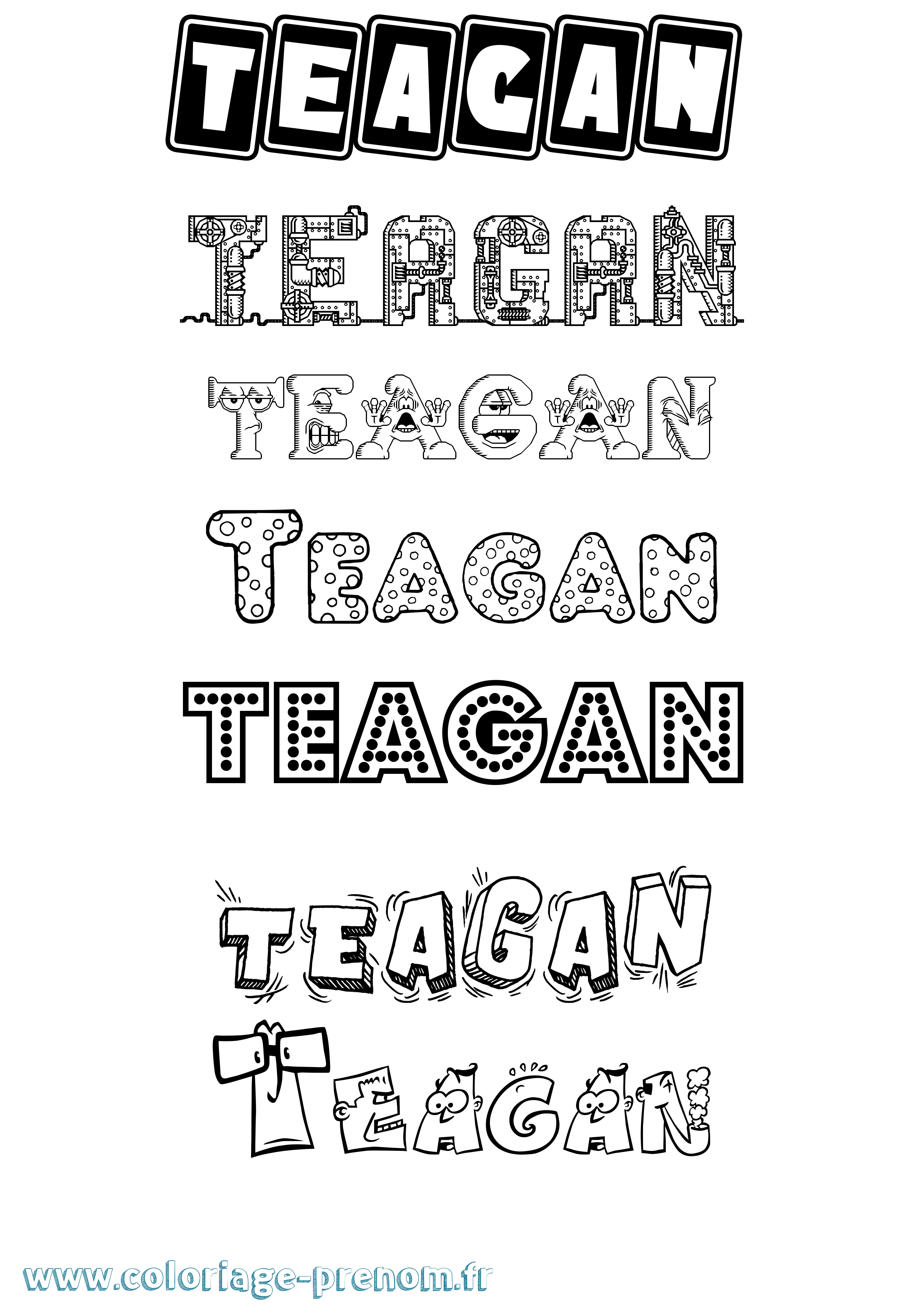 Coloriage prénom Teagan Fun