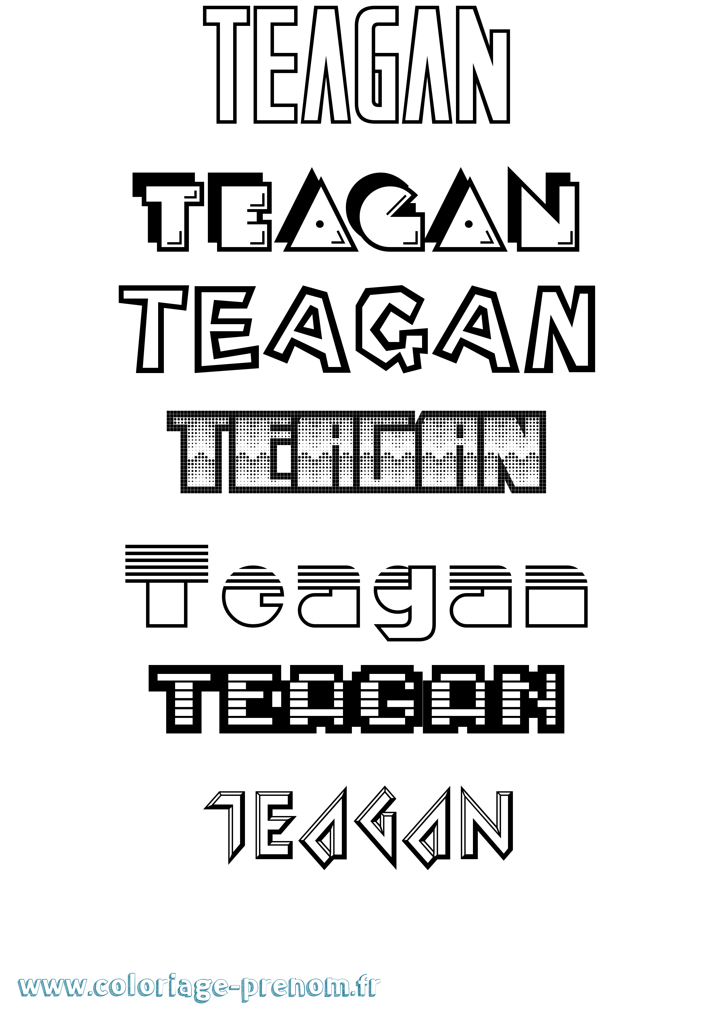 Coloriage prénom Teagan Jeux Vidéos