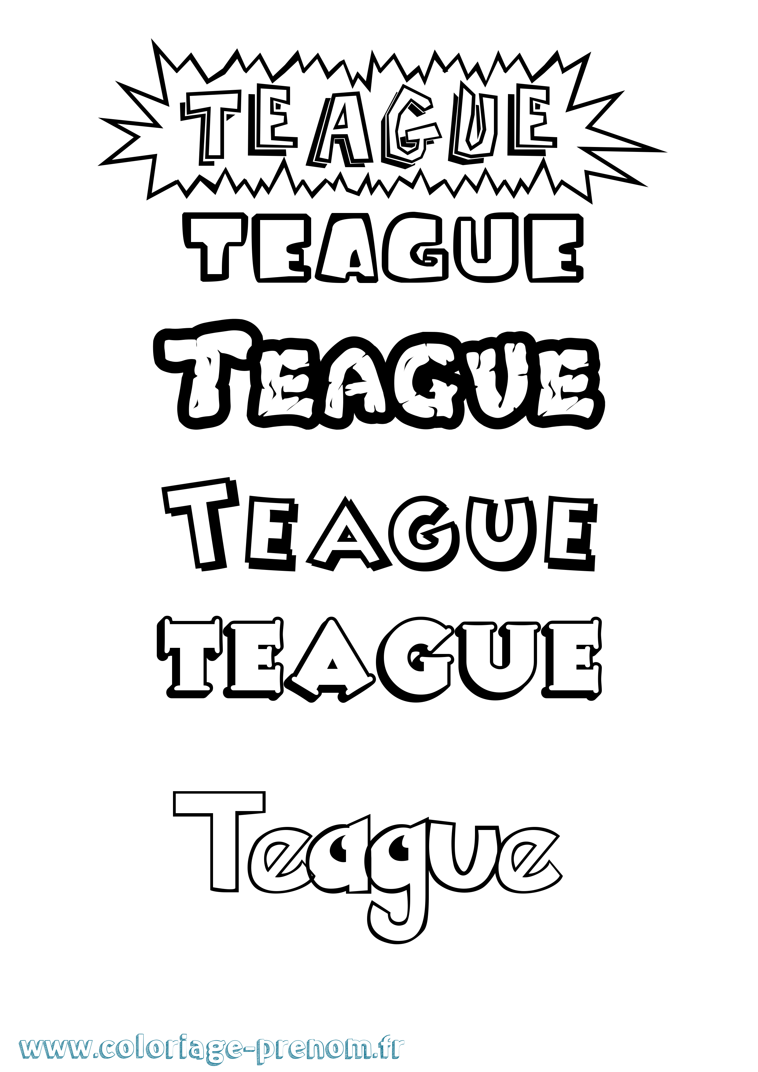 Coloriage Teague Dessin Animé Coloriage prénom Teague Dessin Animé