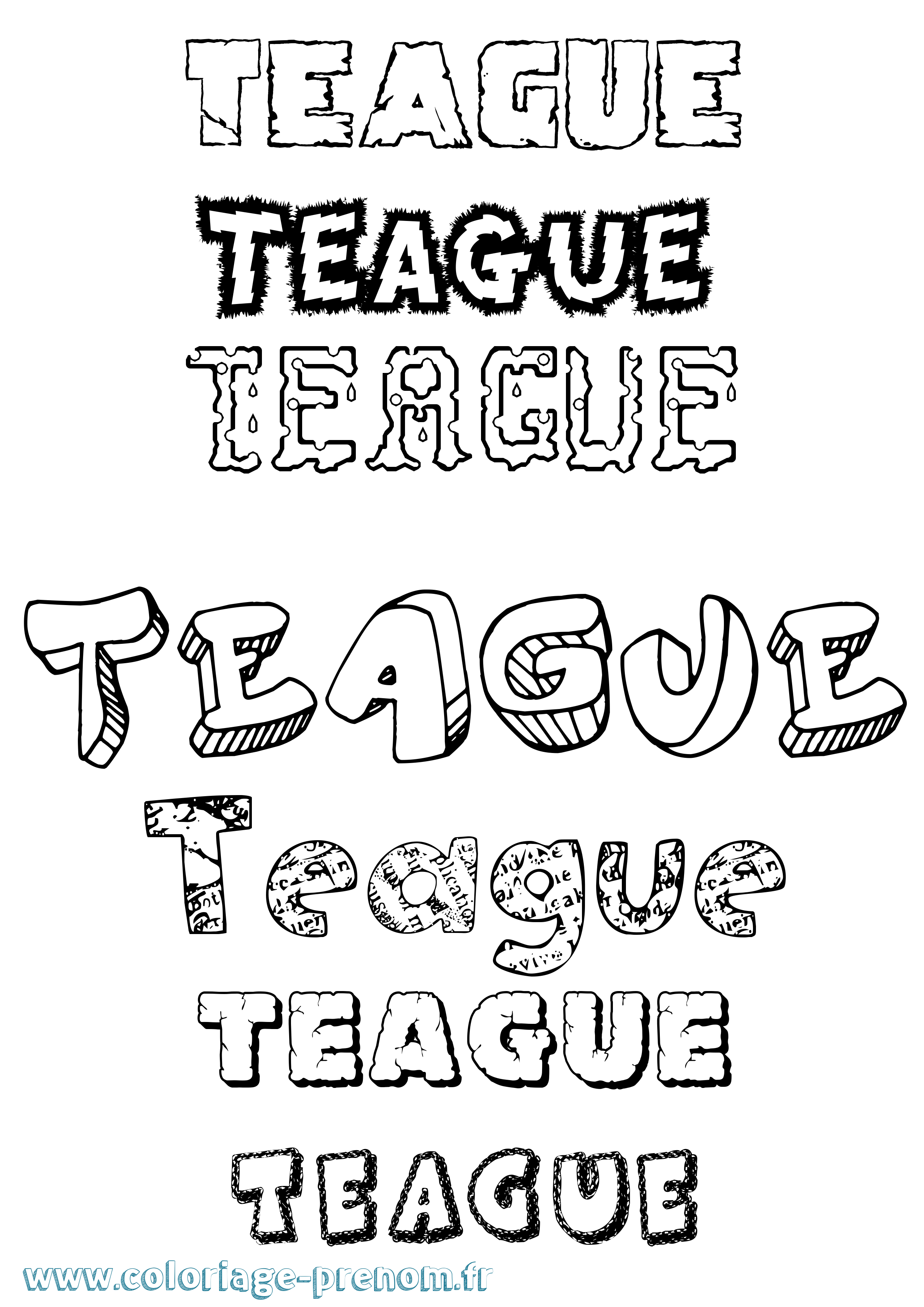 Coloriage Teague Destructuré Coloriage prénom Teague Destructuré
