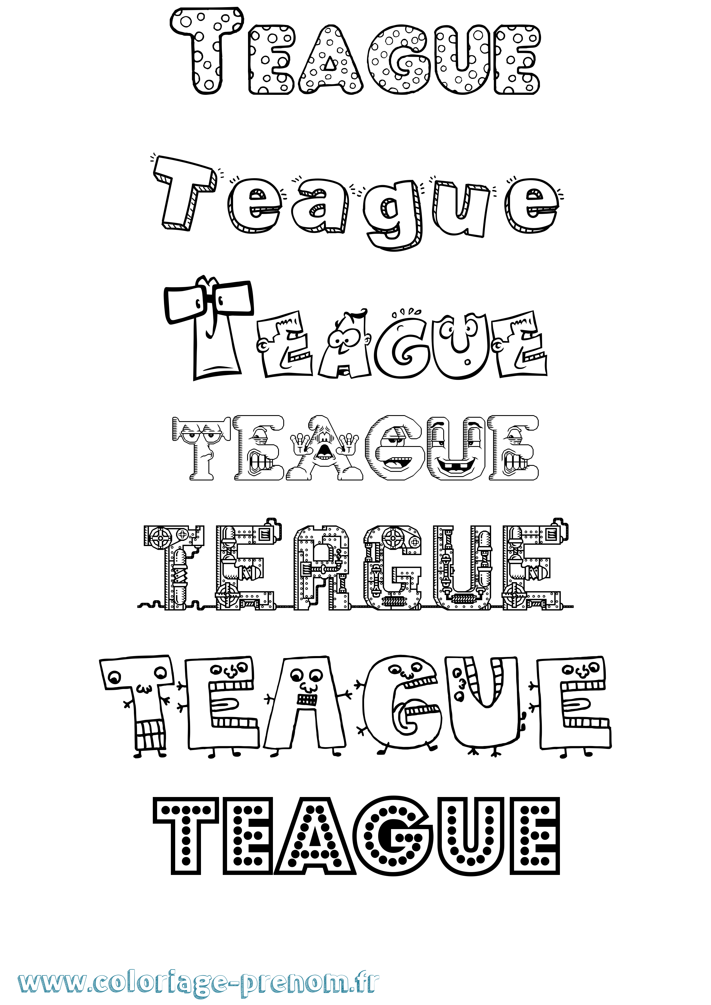 Coloriage Teague Fun Coloriage prénom Teague Fun