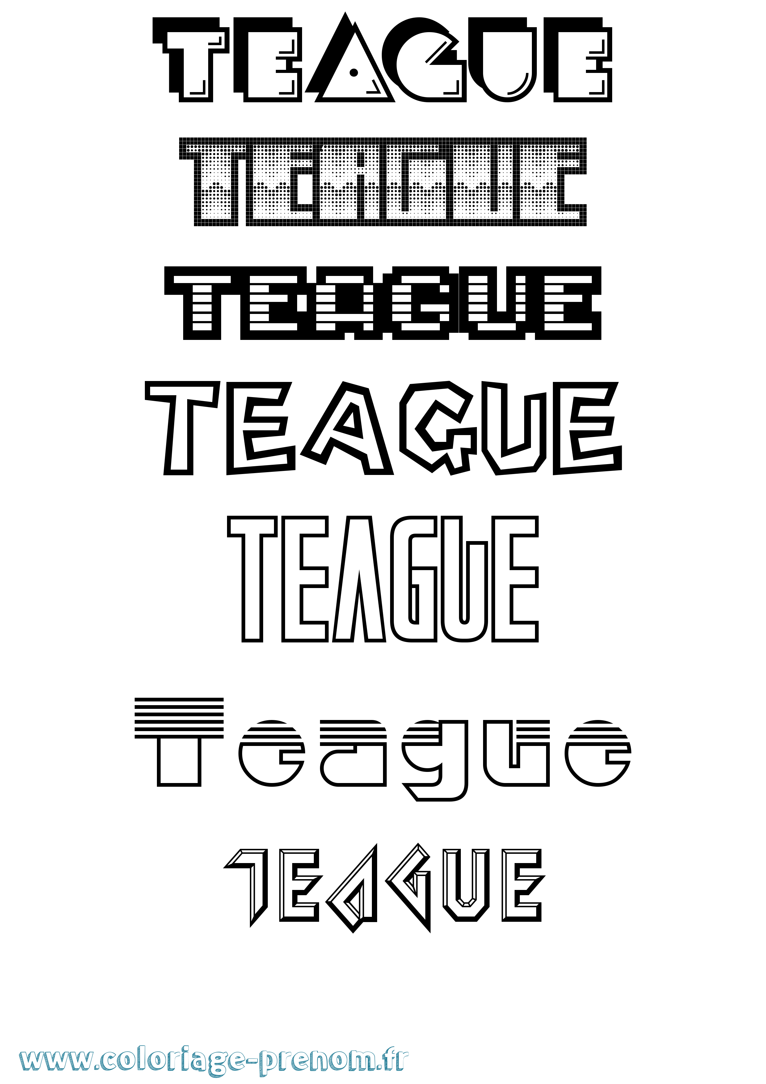 Coloriage Teague Jeux Vidéos Coloriage prénom Teague Jeux Vidéos