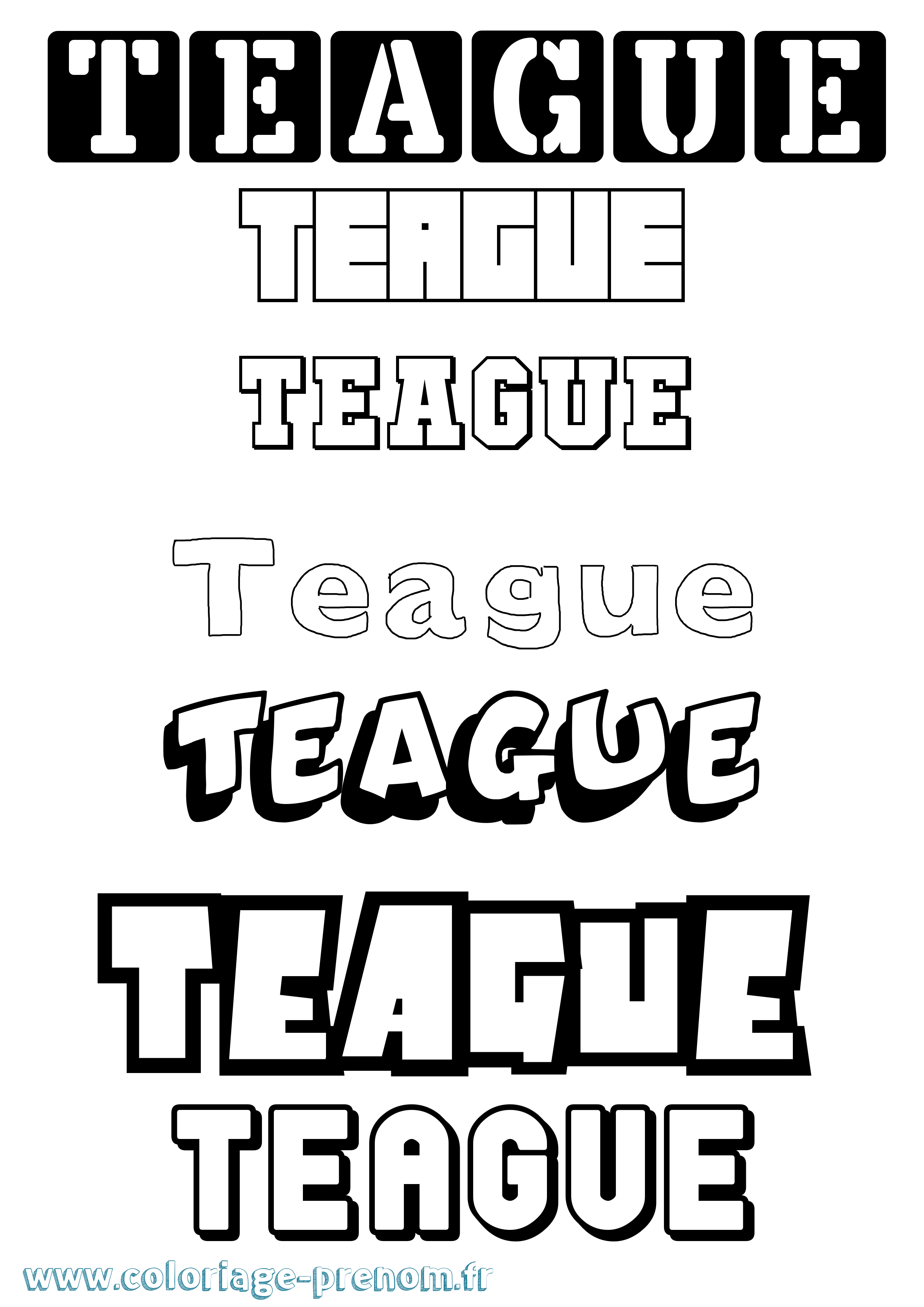 Coloriage Teague Simple Coloriage prénom Teague Simple