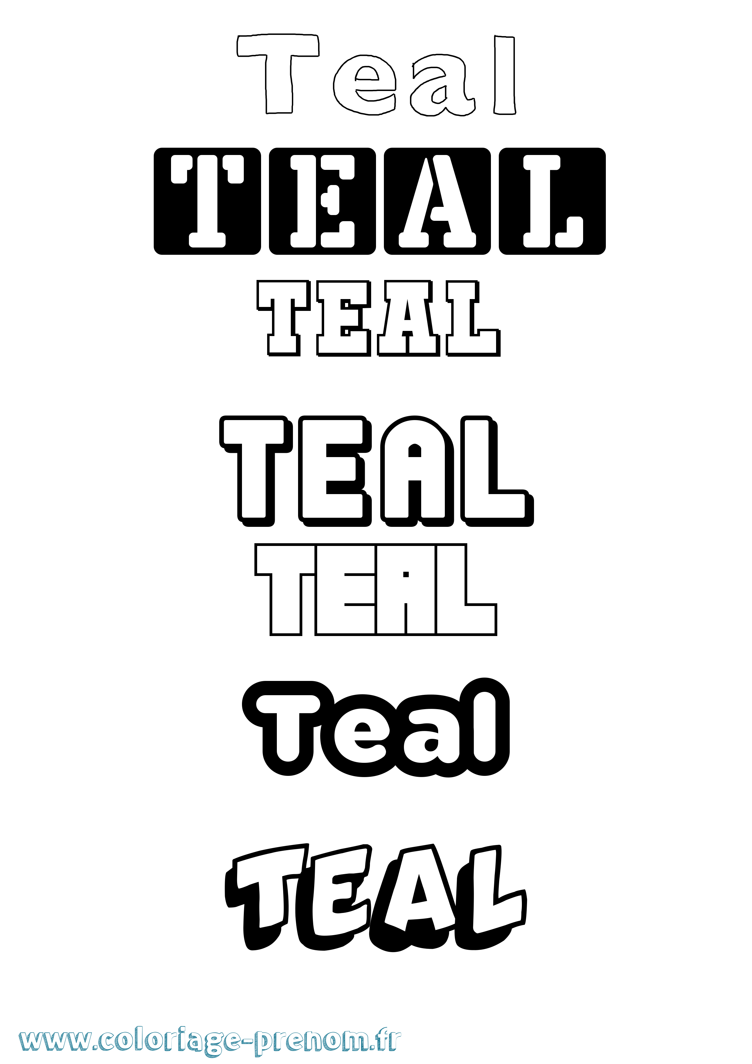 Coloriage prénom Teal Simple