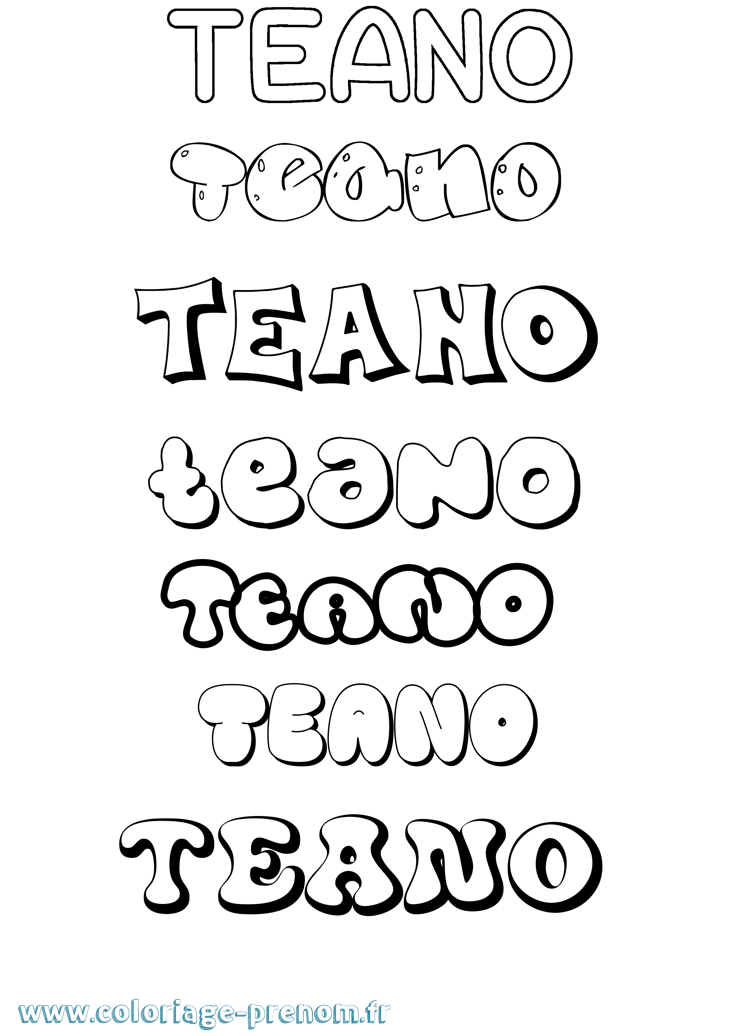 Coloriage prénom Teano Bubble