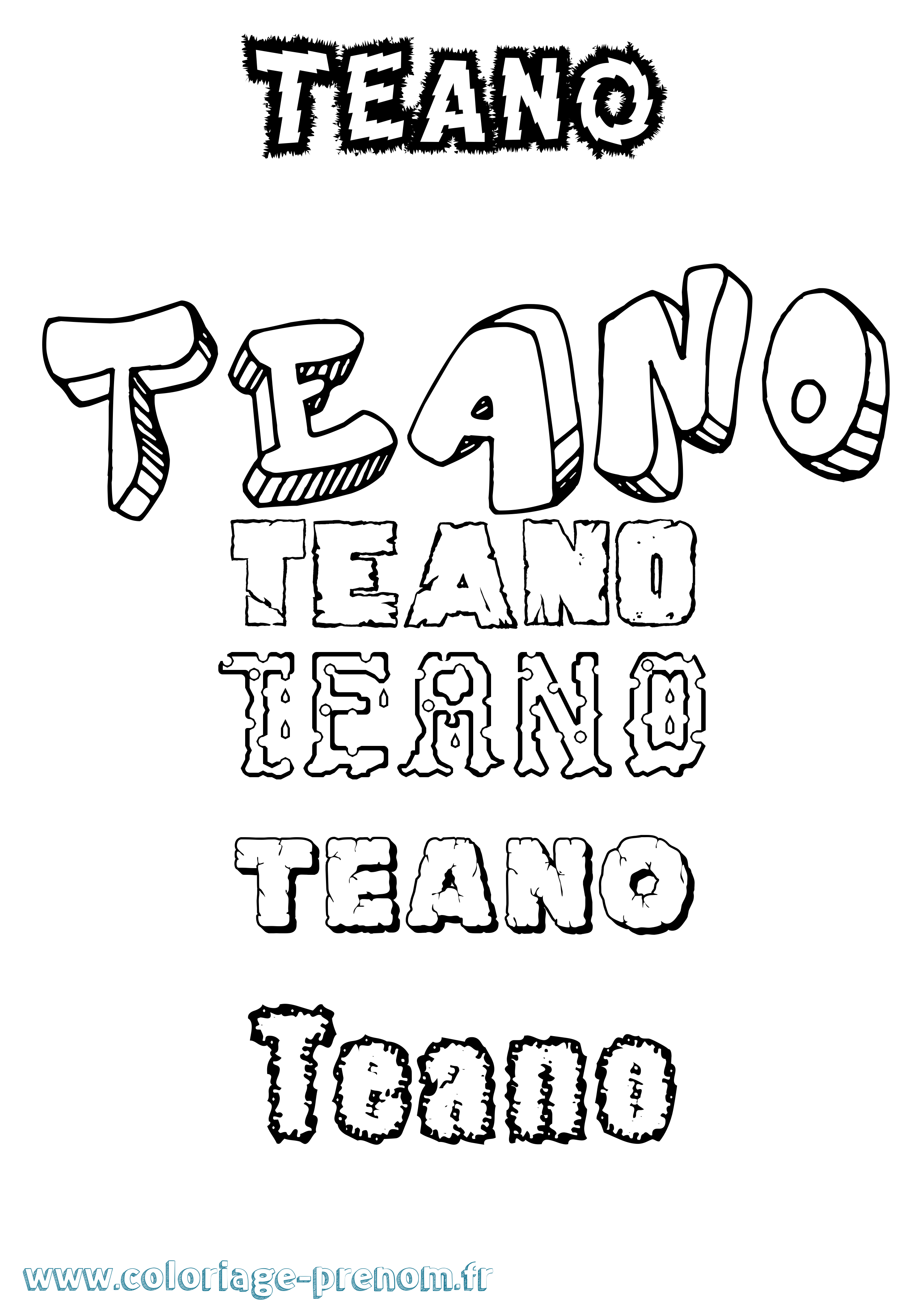 Coloriage prénom Teano Destructuré