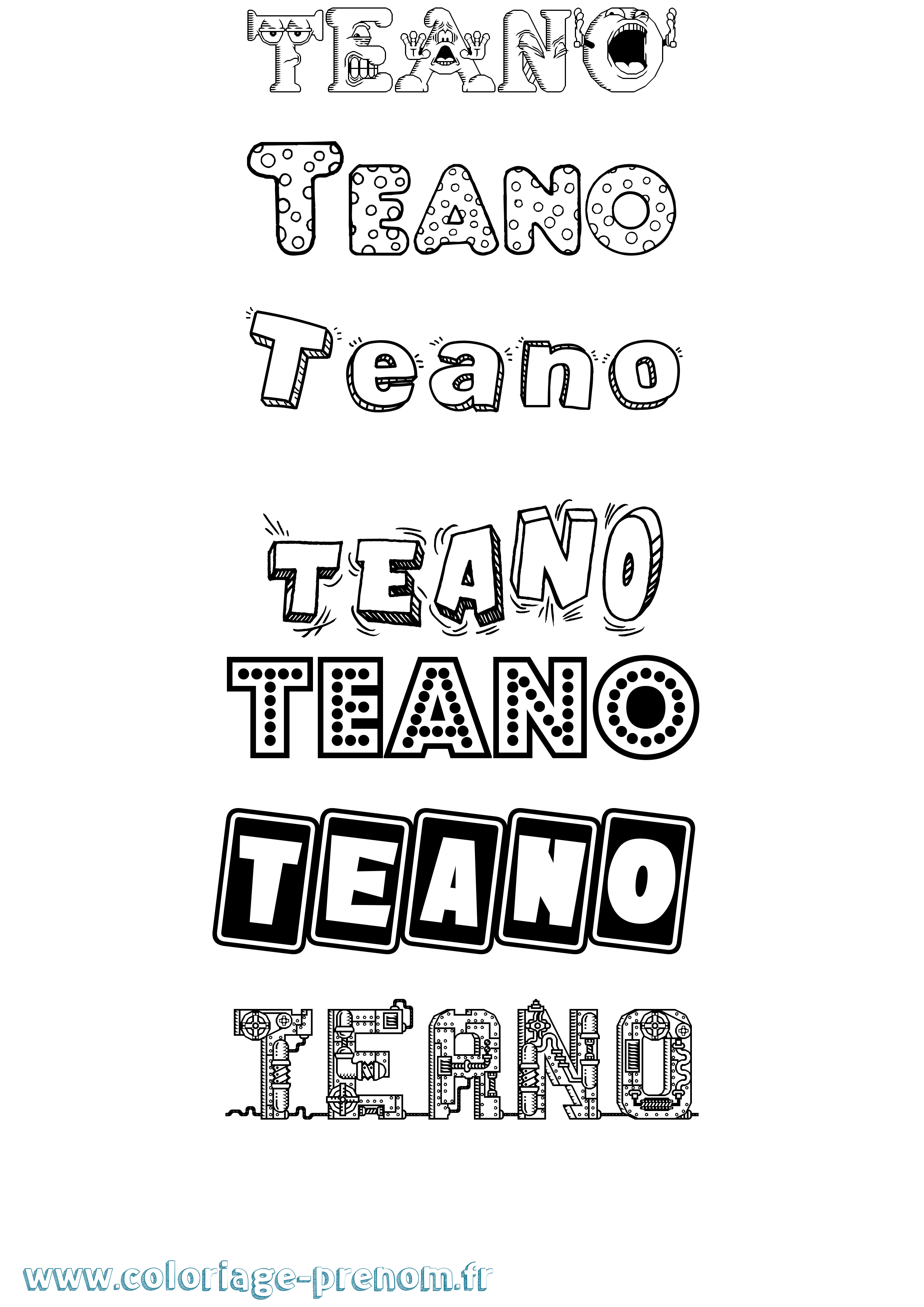 Coloriage prénom Teano Fun