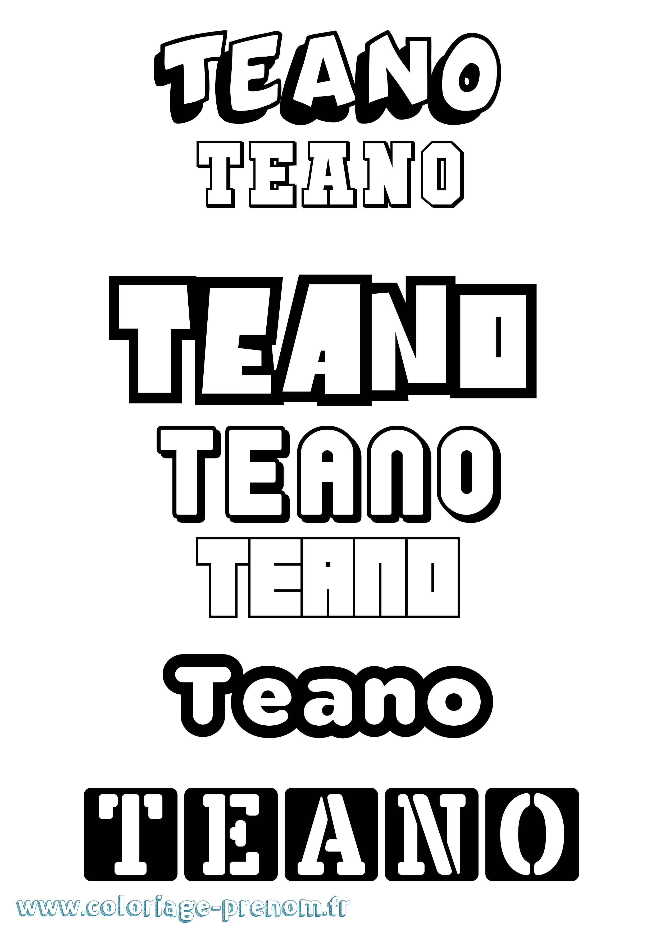 Coloriage prénom Teano Simple