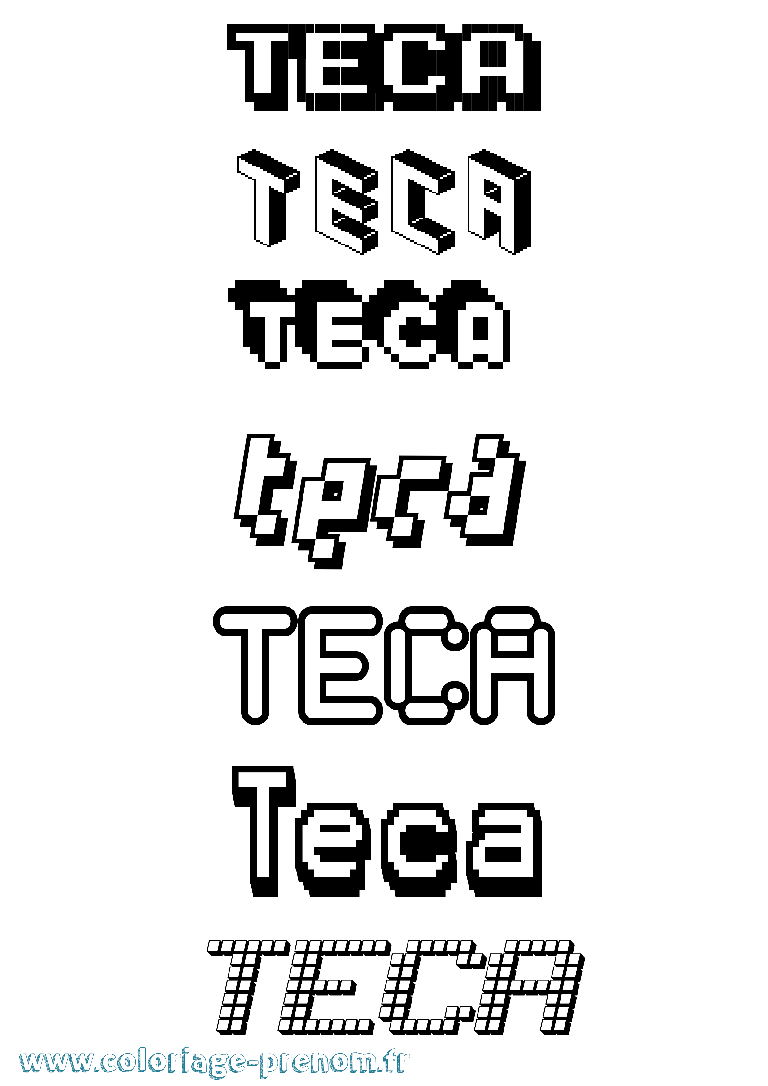 Coloriage prénom Teca Pixel