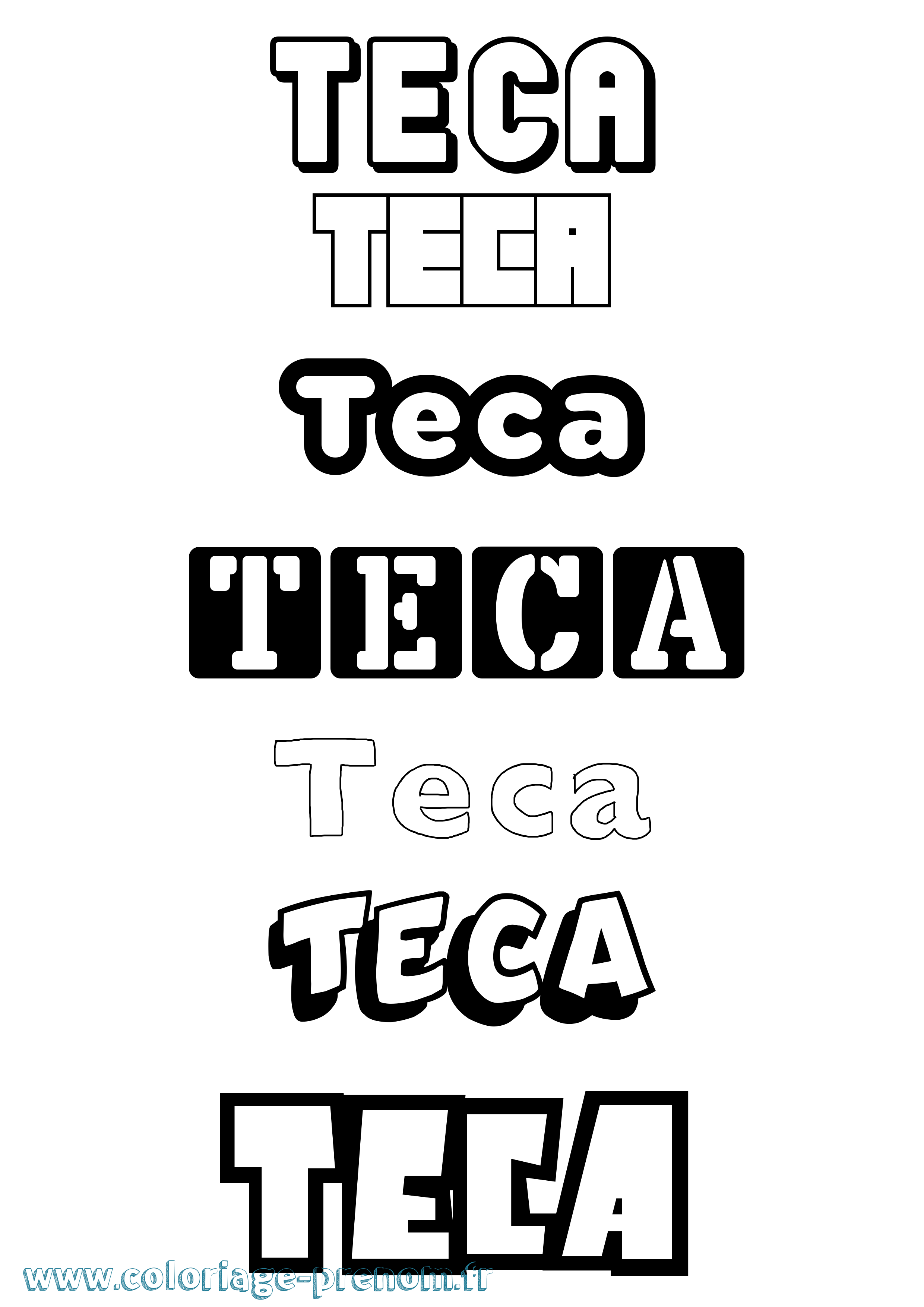 Coloriage prénom Teca Simple