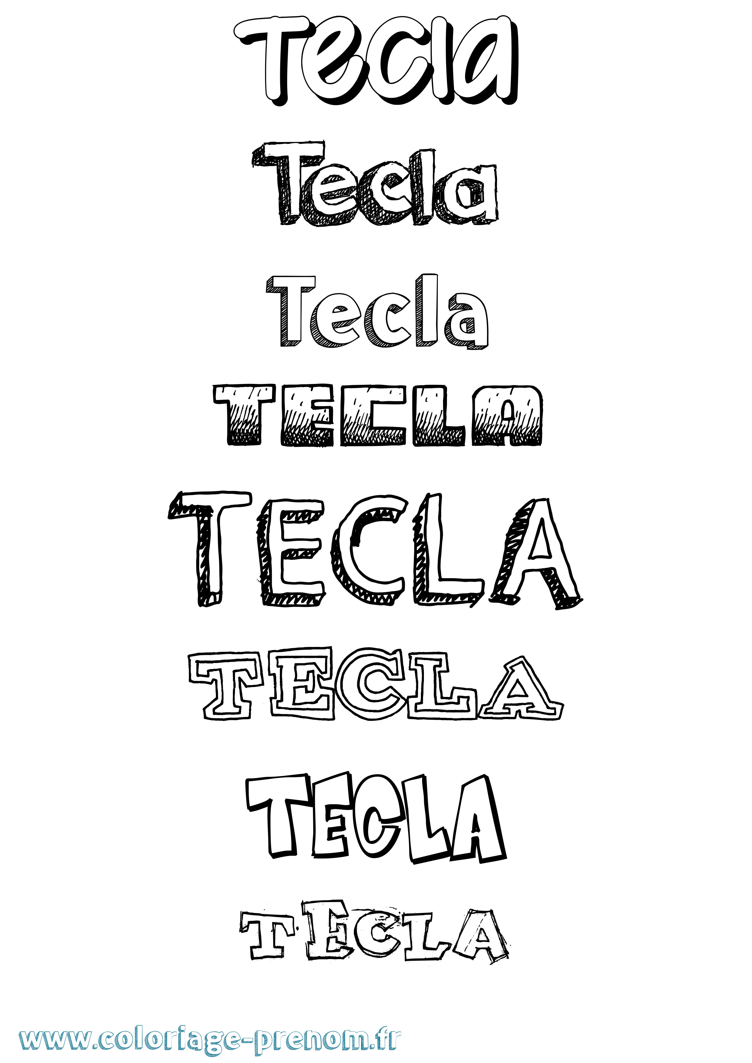 Coloriage prénom Tecla Dessiné