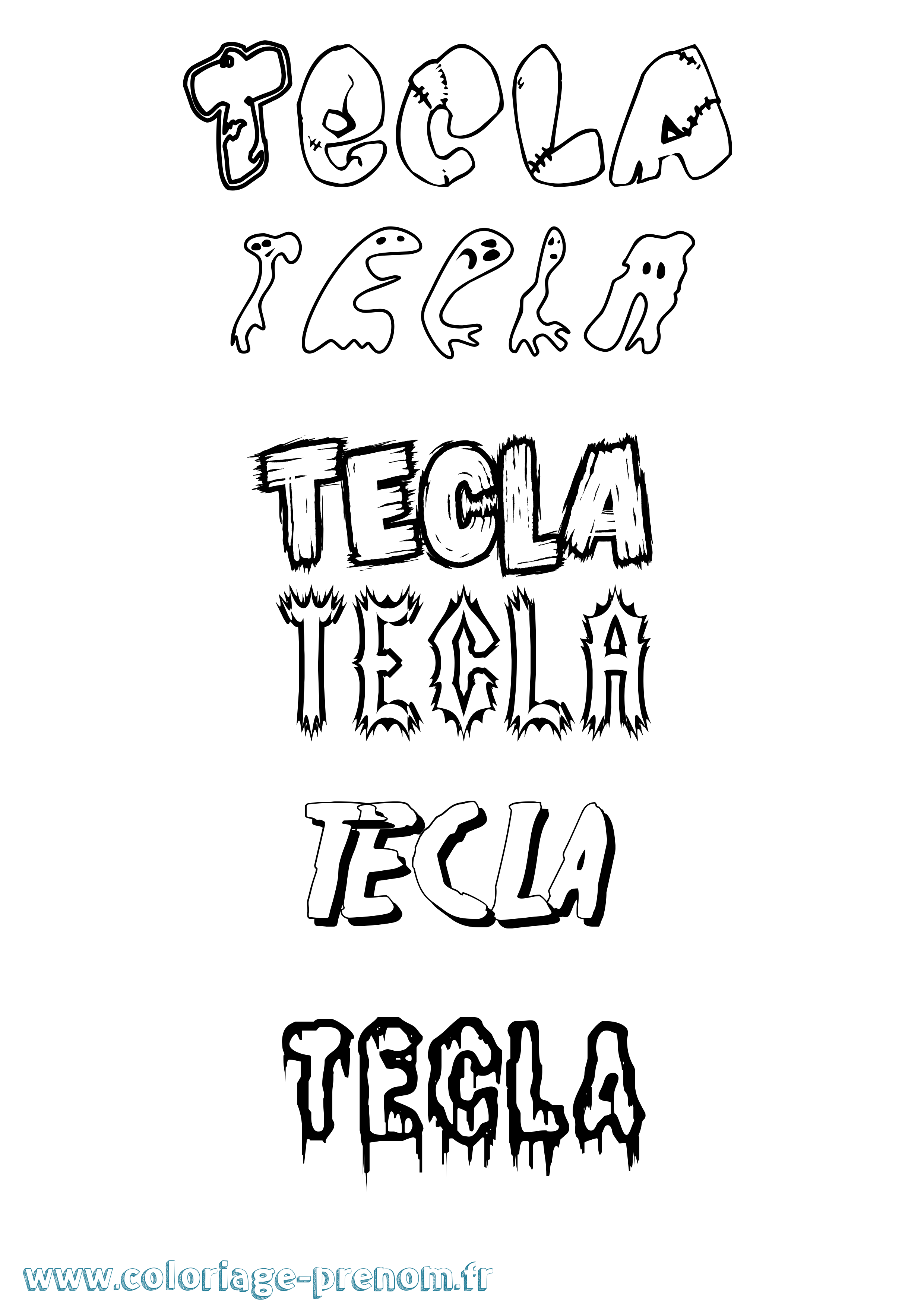 Coloriage prénom Tecla Frisson