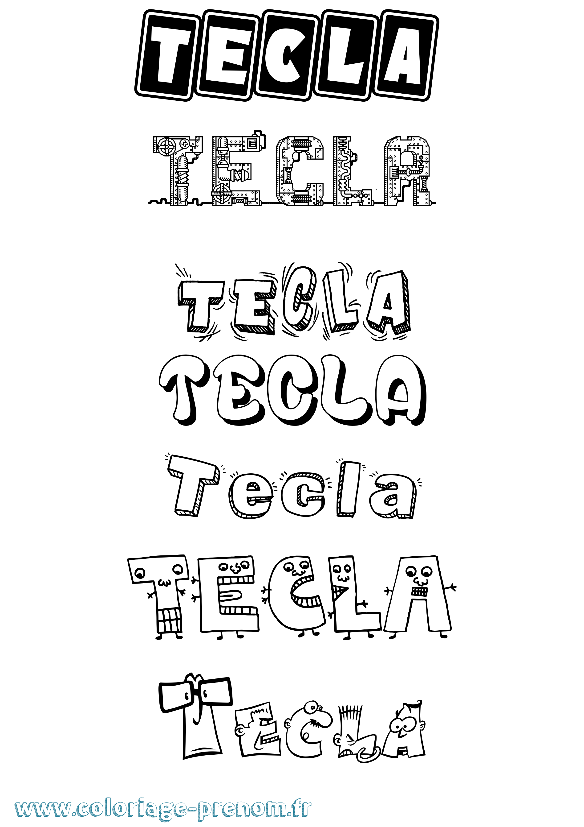 Coloriage prénom Tecla Fun