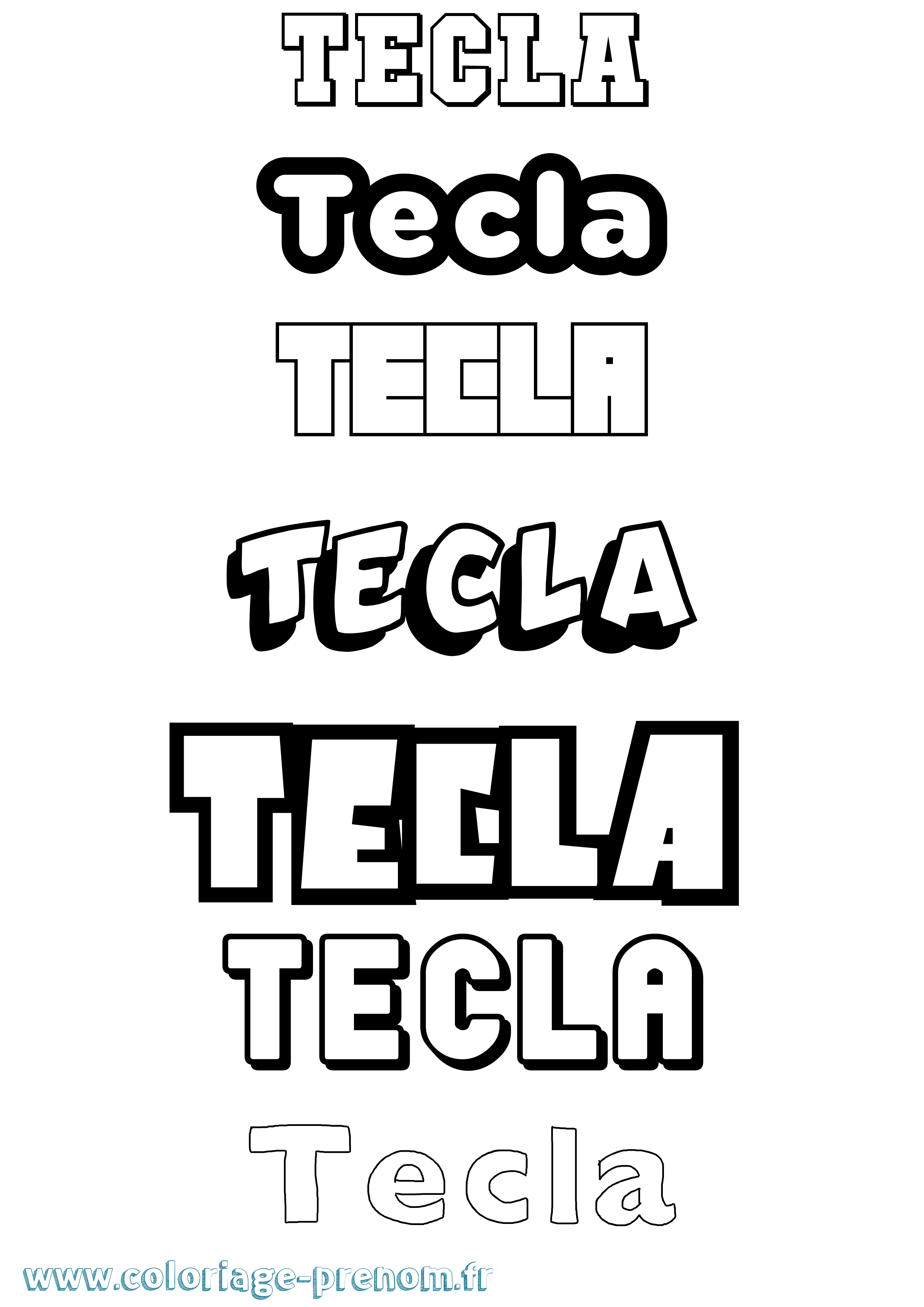 Coloriage prénom Tecla Simple