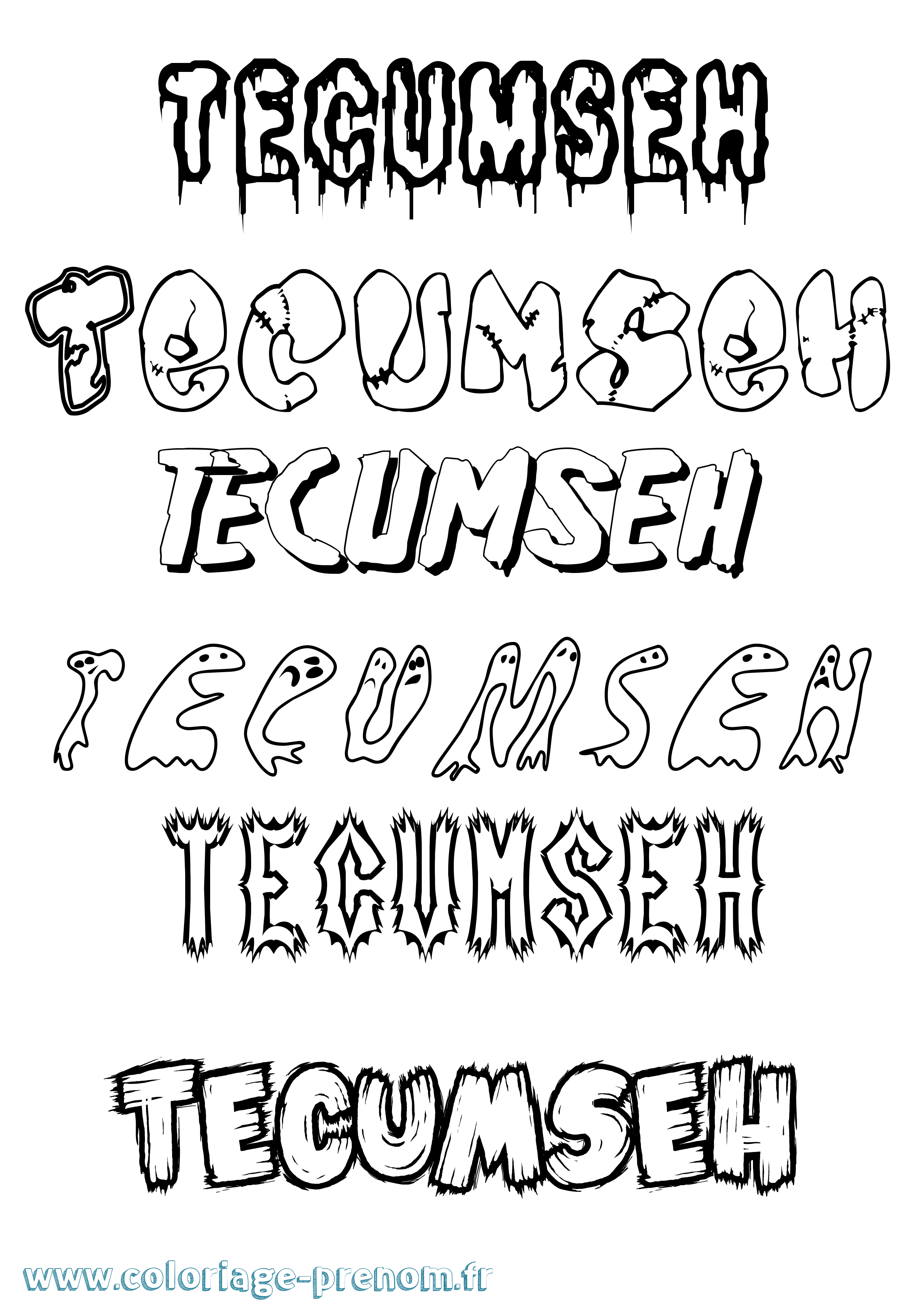 Coloriage prénom Tecumseh Frisson