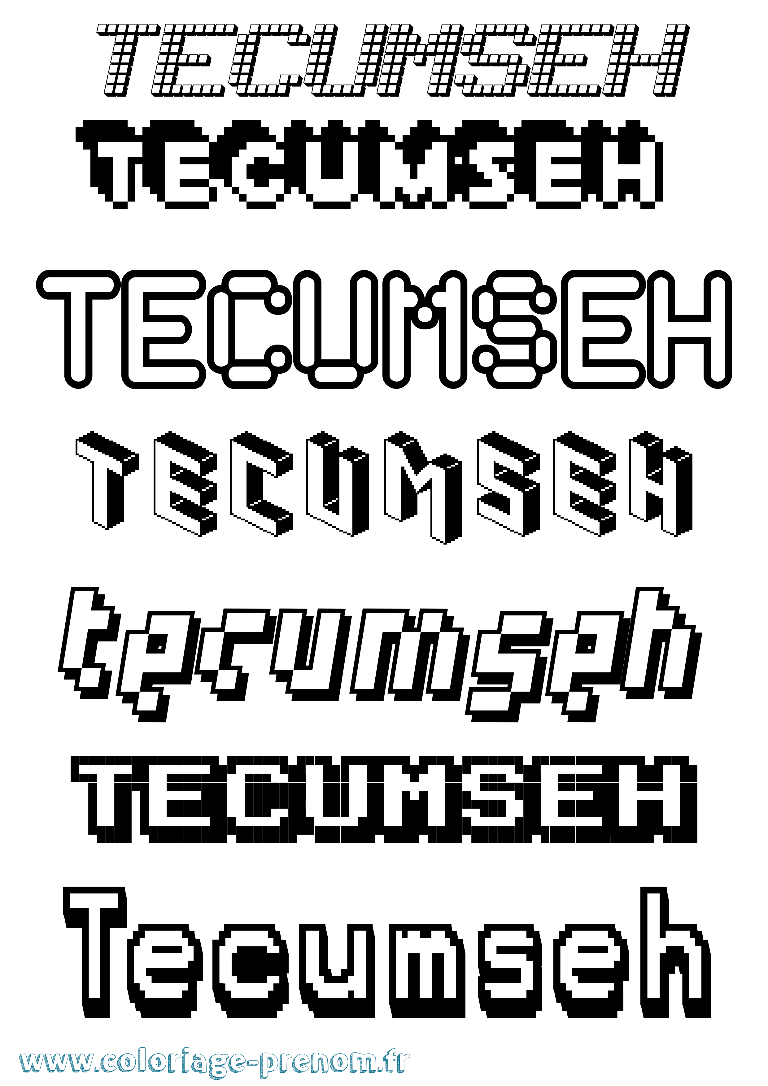 Coloriage prénom Tecumseh Pixel