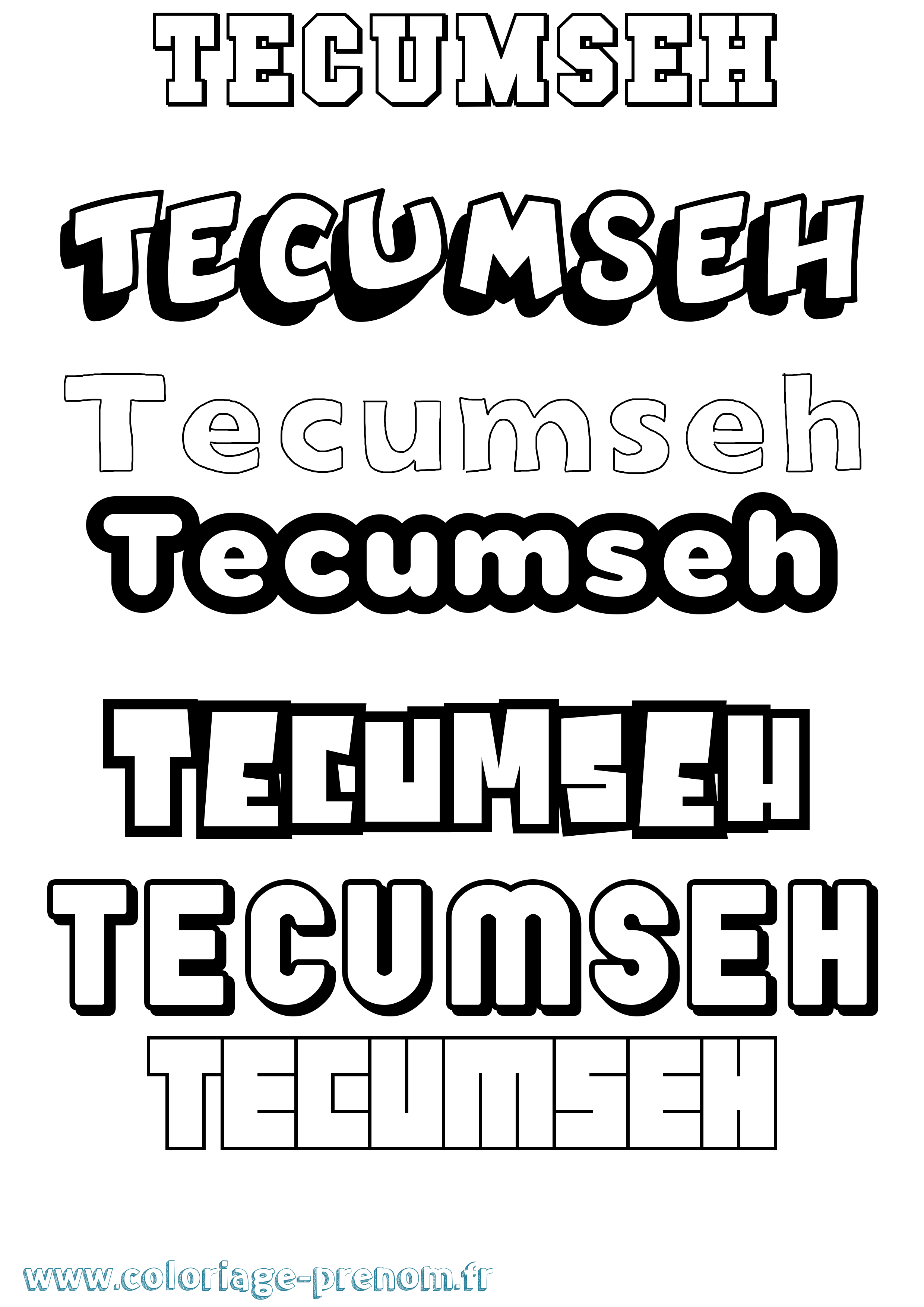 Coloriage prénom Tecumseh Simple