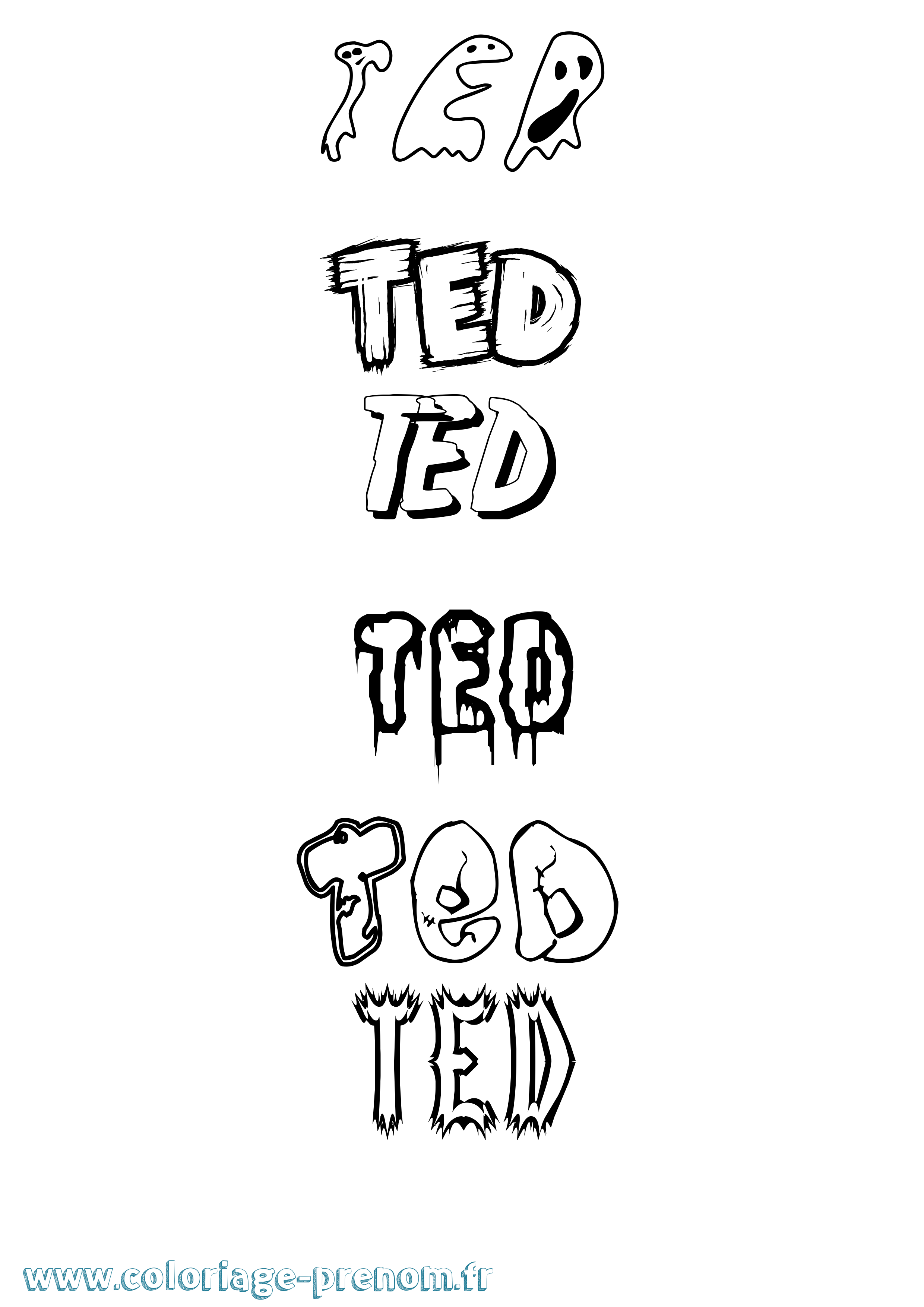 Coloriage prénom Ted Frisson