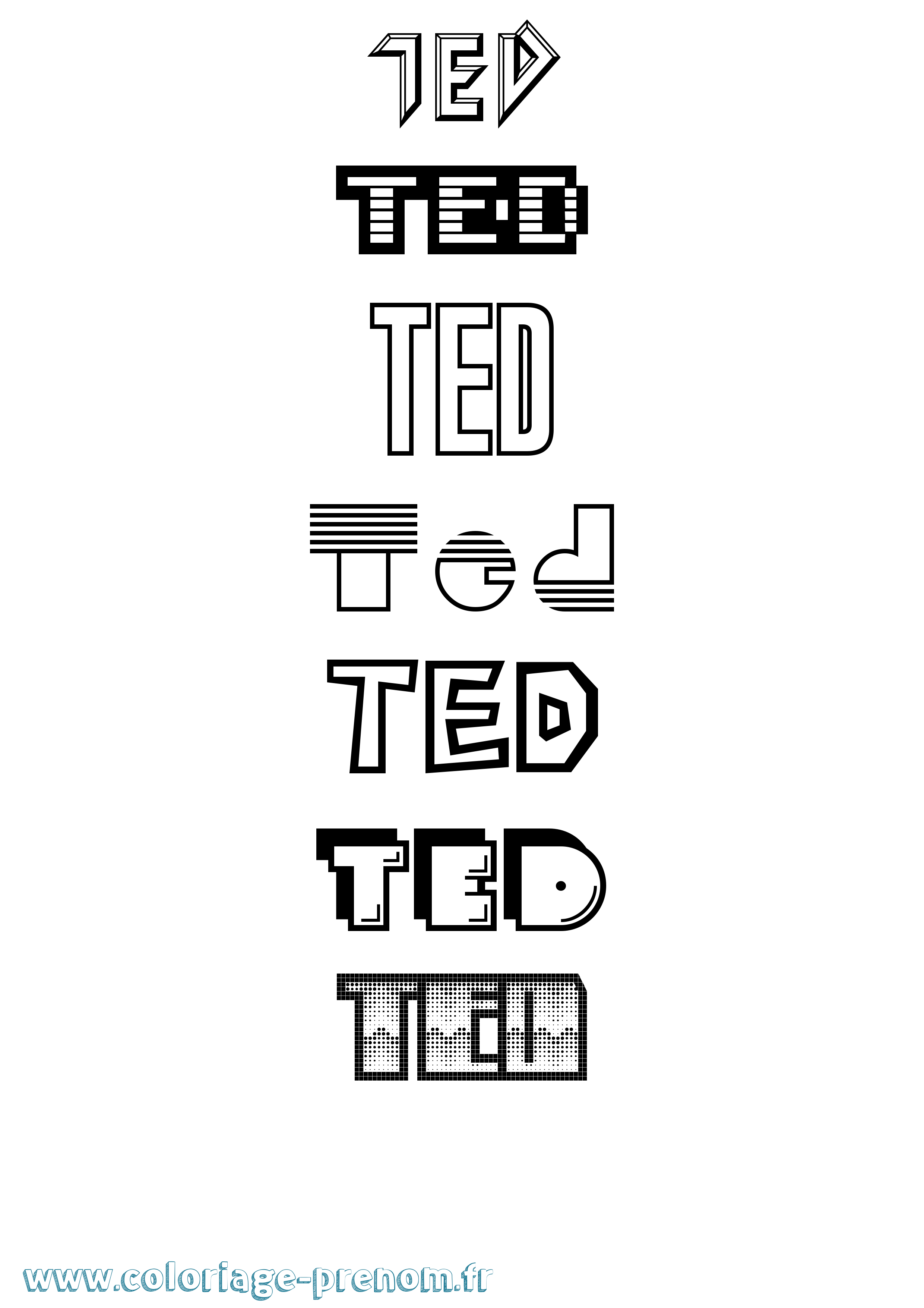 Coloriage prénom Ted Jeux Vidéos