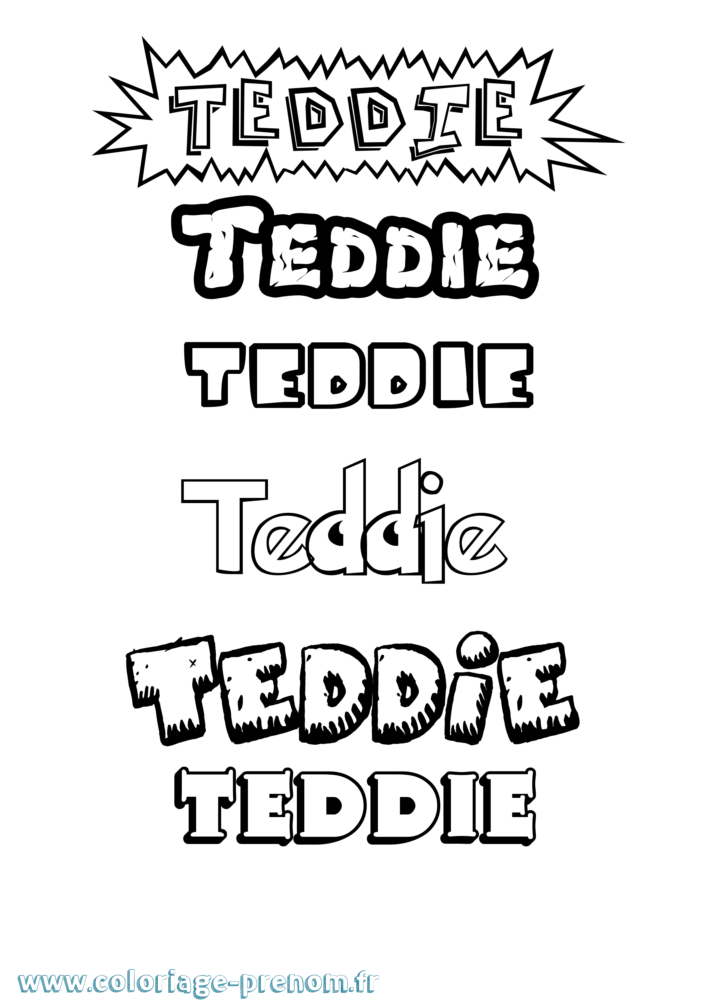 Coloriage prénom Teddie Dessin Animé