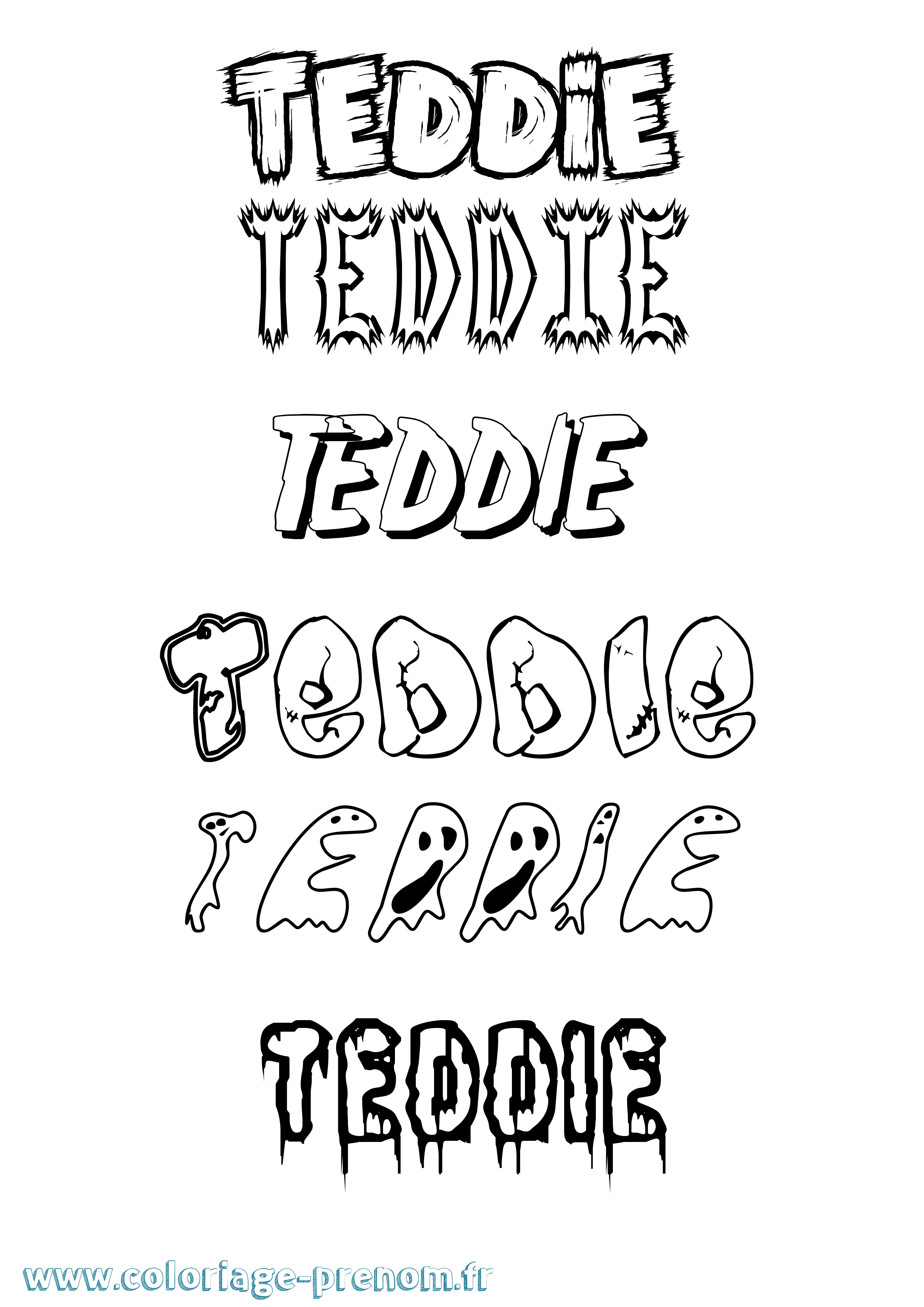 Coloriage prénom Teddie Frisson
