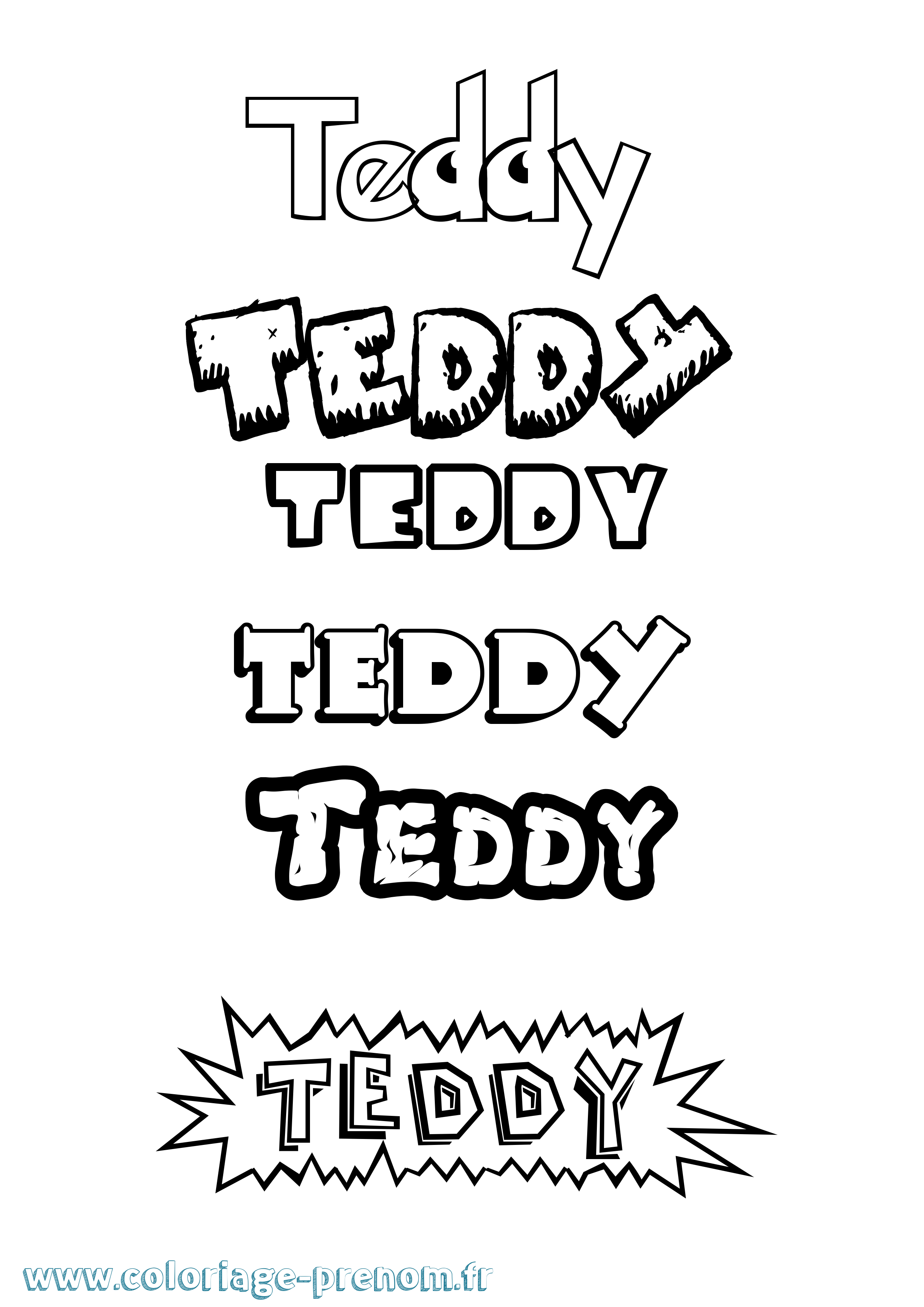 Coloriage prénom Teddy Dessin Animé