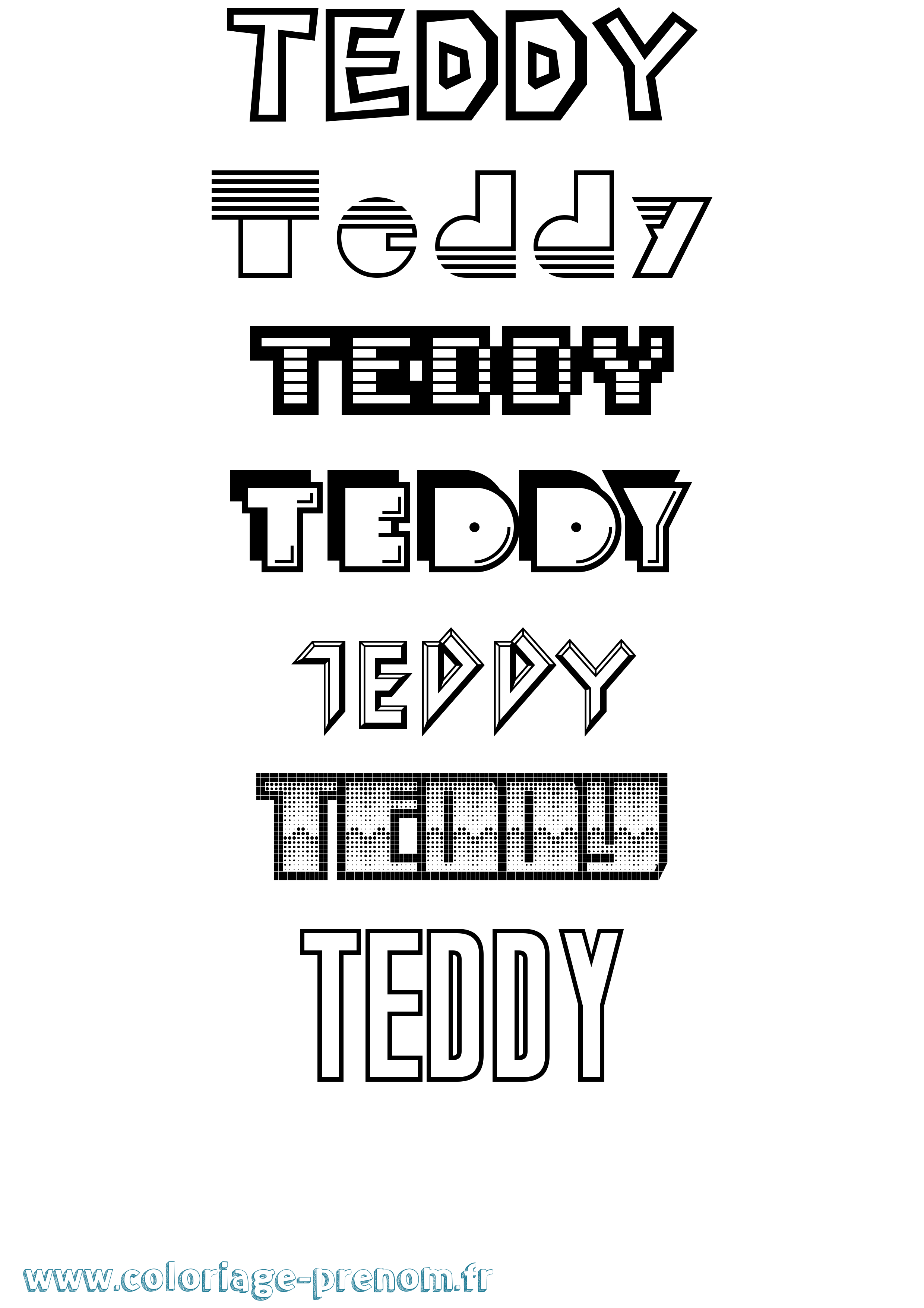 Coloriage prénom Teddy Jeux Vidéos