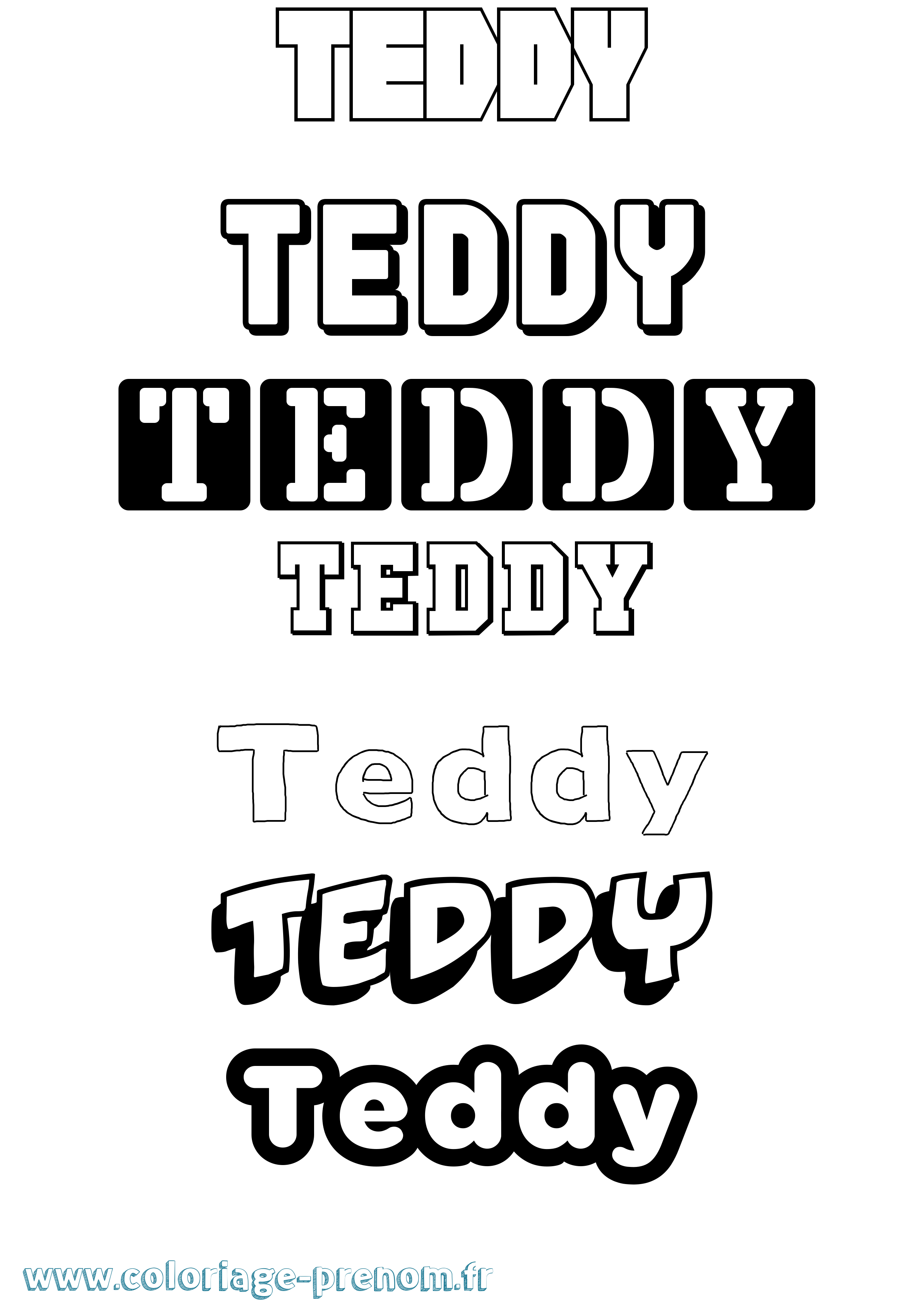 Coloriage prénom Teddy Simple