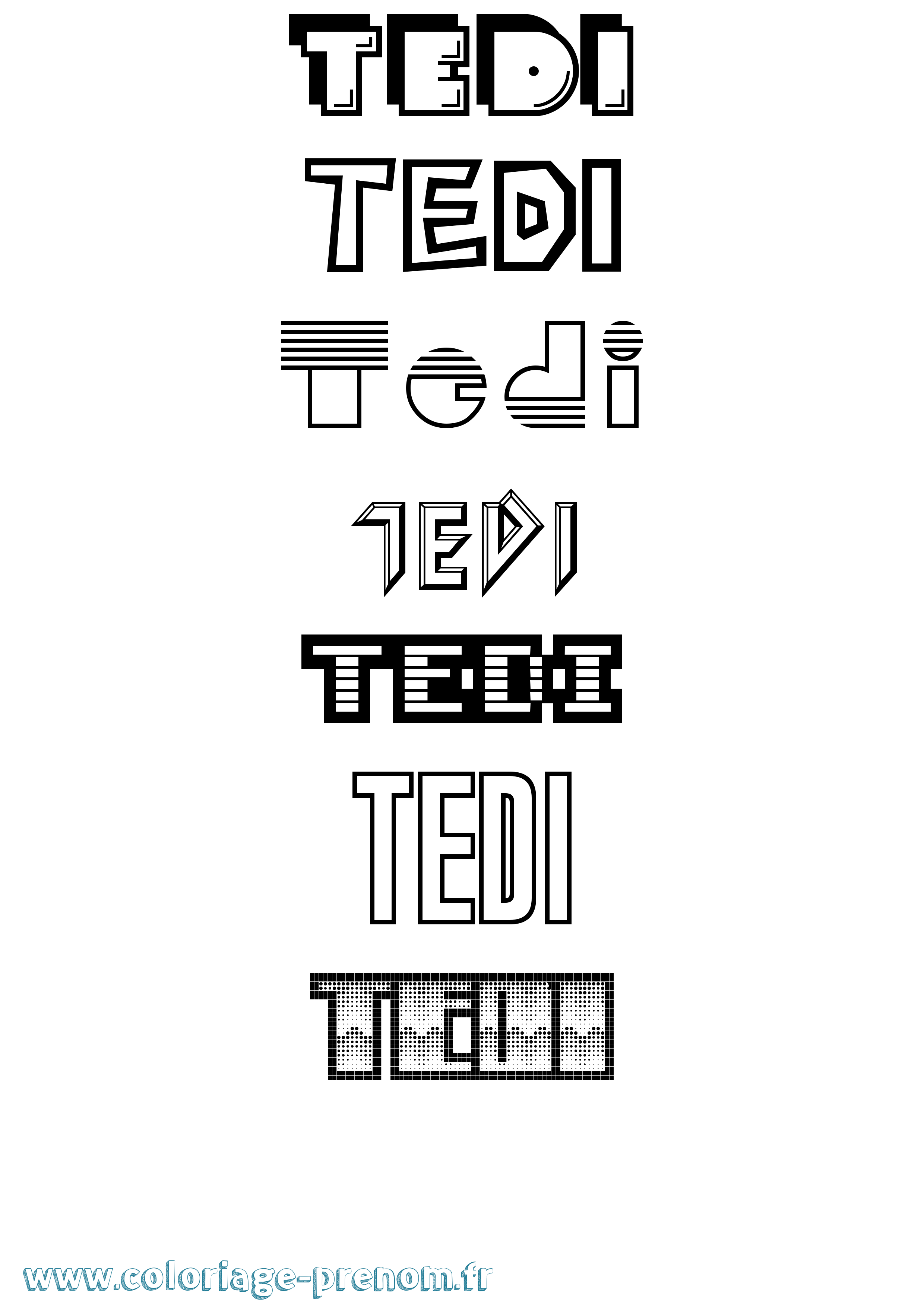 Coloriage prénom Tedi Jeux Vidéos