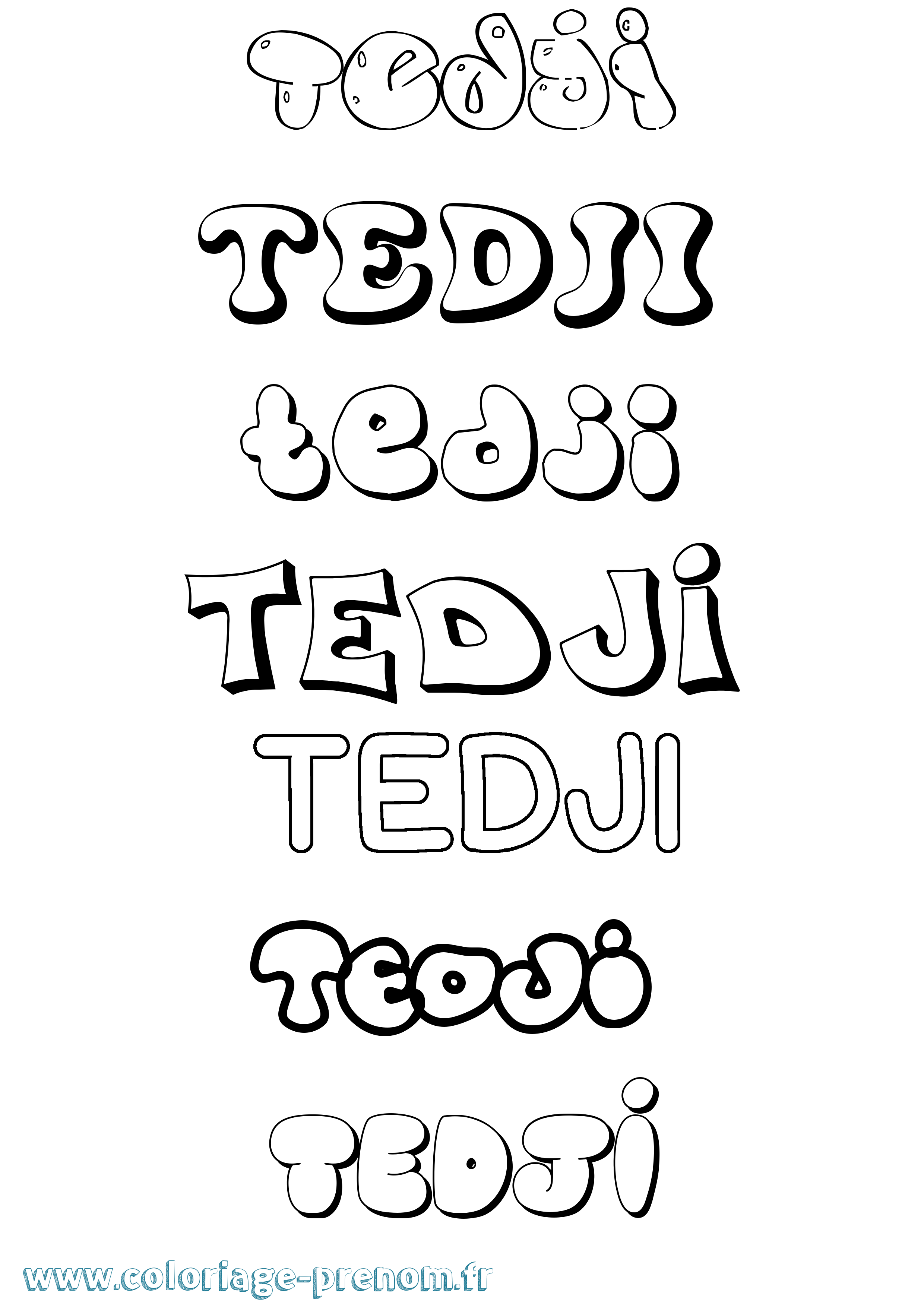Coloriage prénom Tedji Bubble