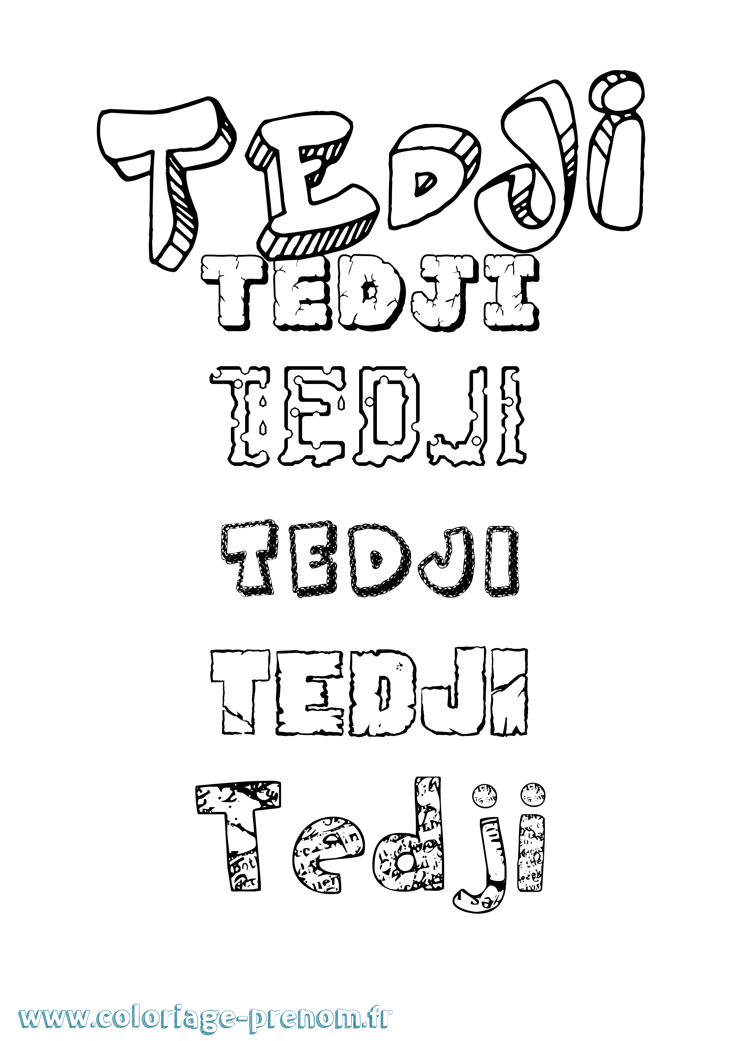 Coloriage prénom Tedji Destructuré