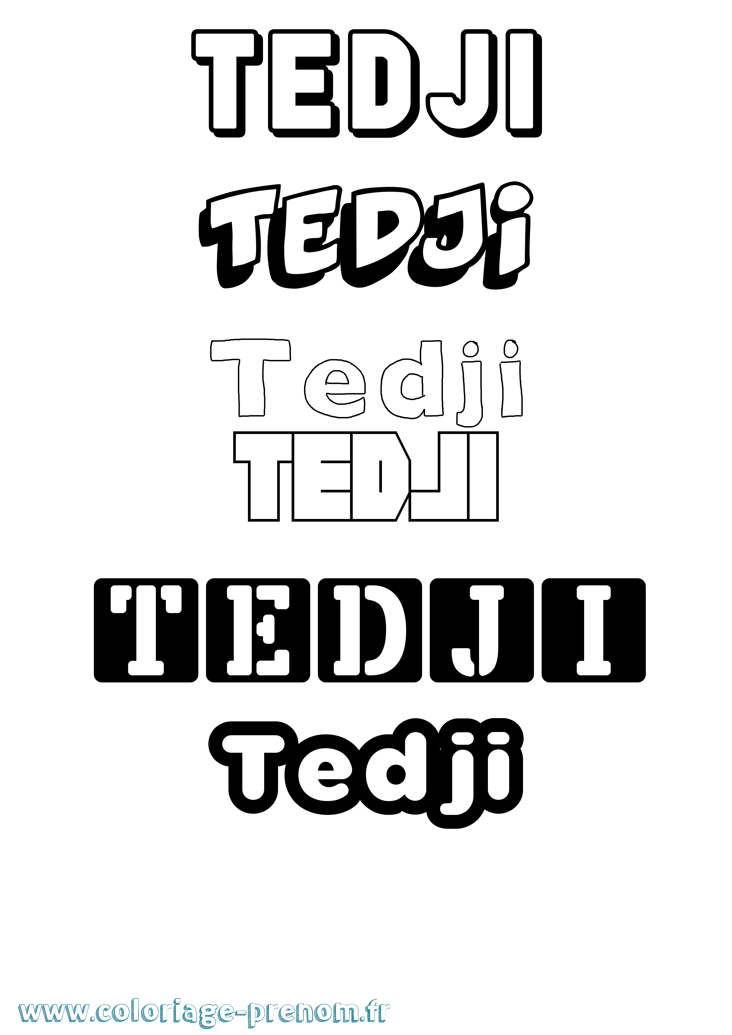 Coloriage prénom Tedji Simple