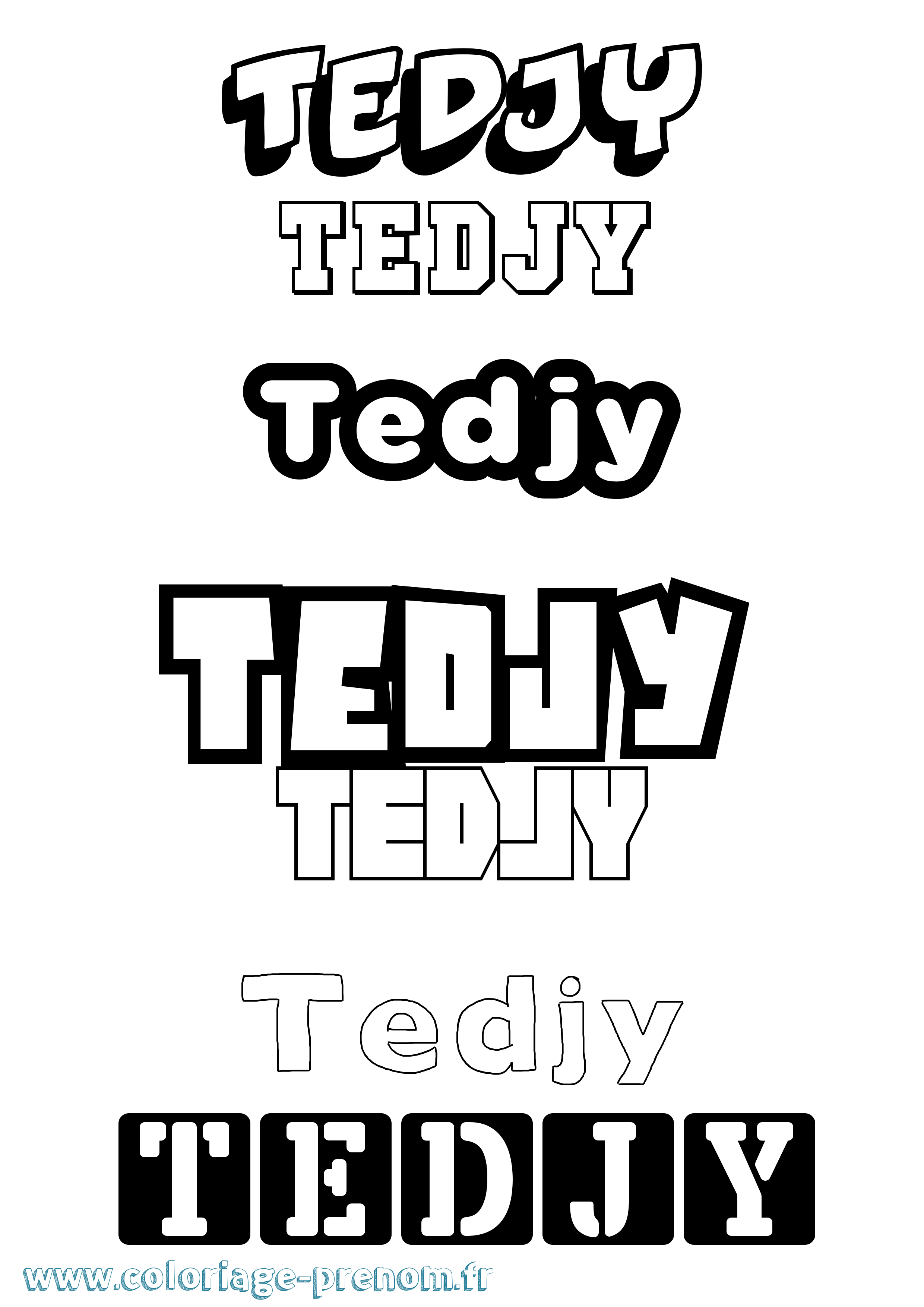 Coloriage prénom Tedjy Simple