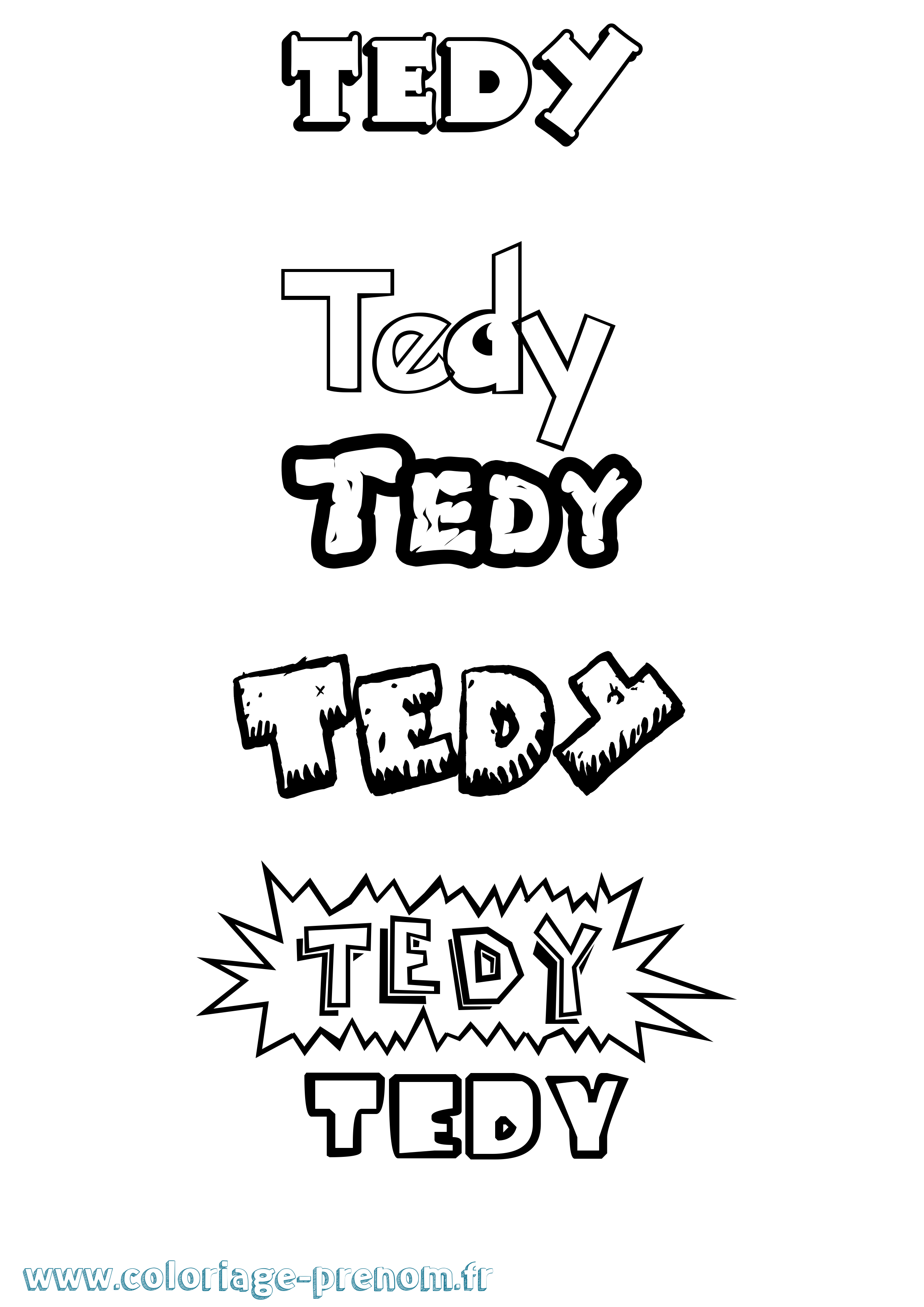 Coloriage prénom Tedy Dessin Animé
