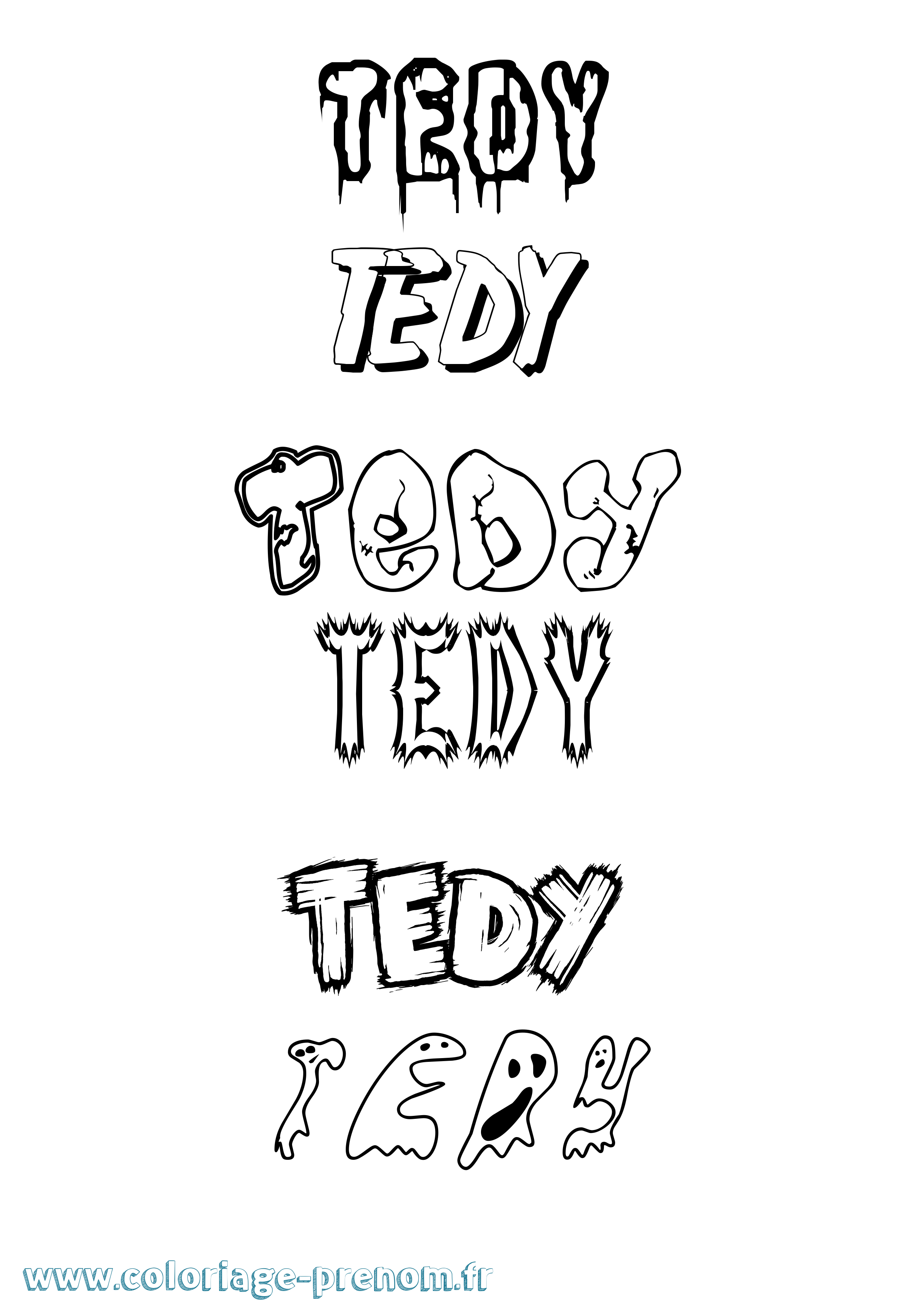 Coloriage prénom Tedy Frisson