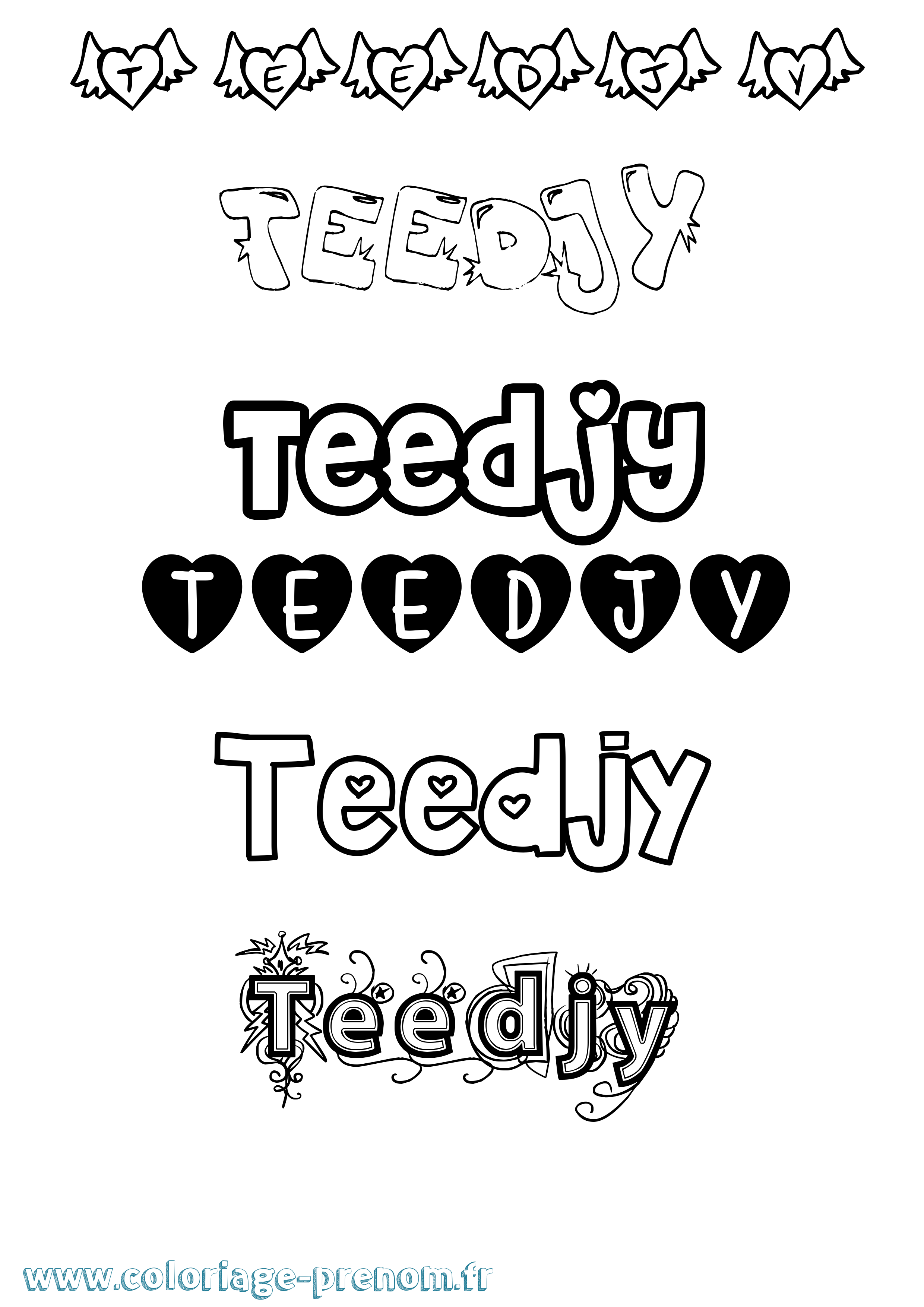 Coloriage prénom Teedjy Girly