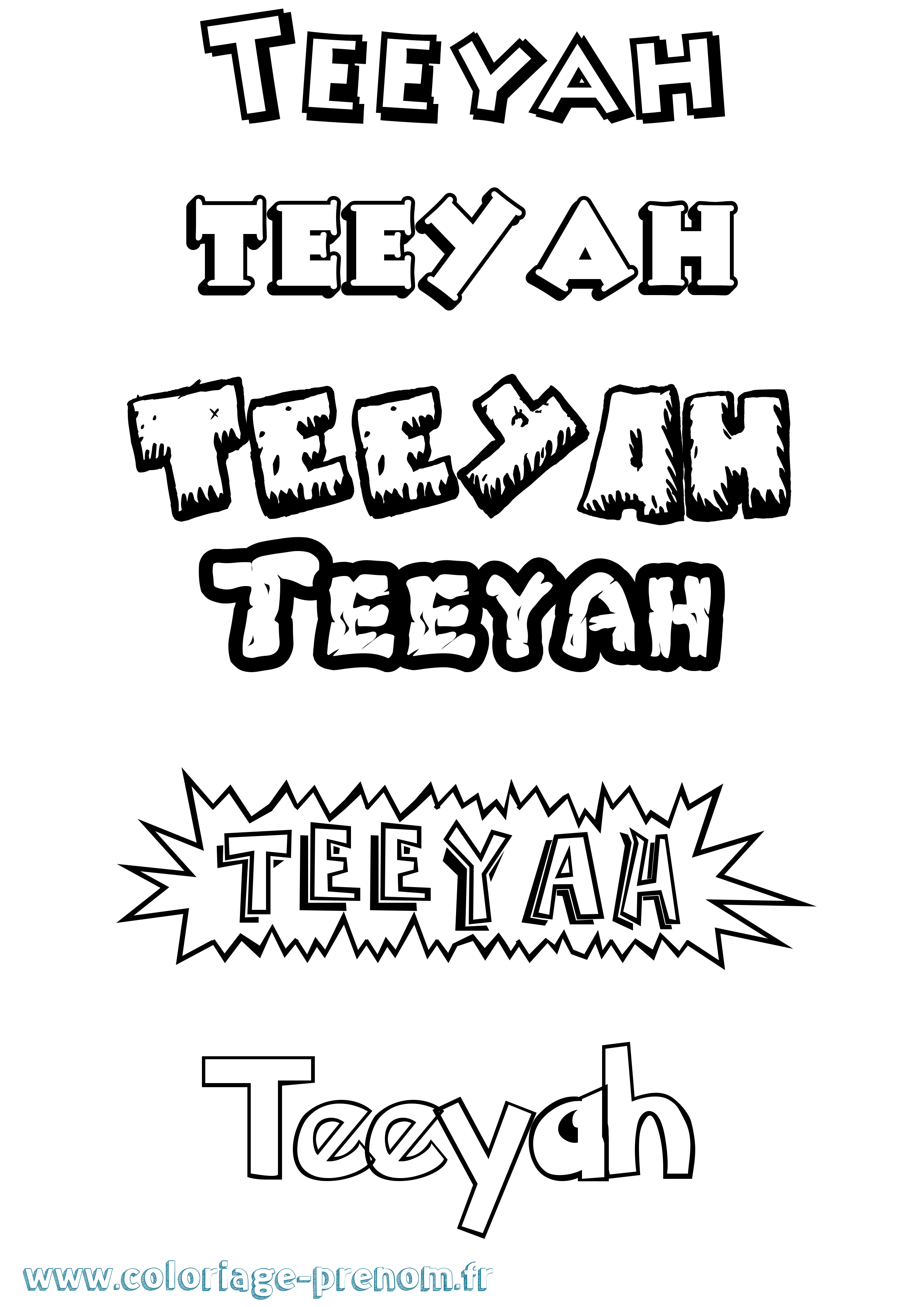 Coloriage prénom Teeyah Dessin Animé