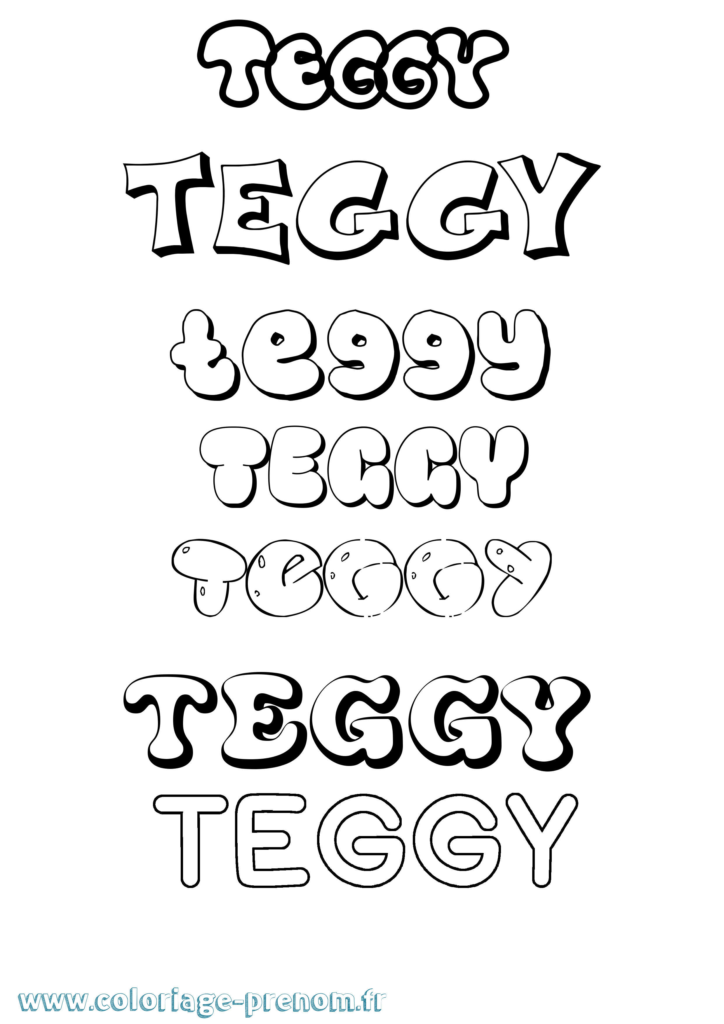 Coloriage prénom Teggy Bubble