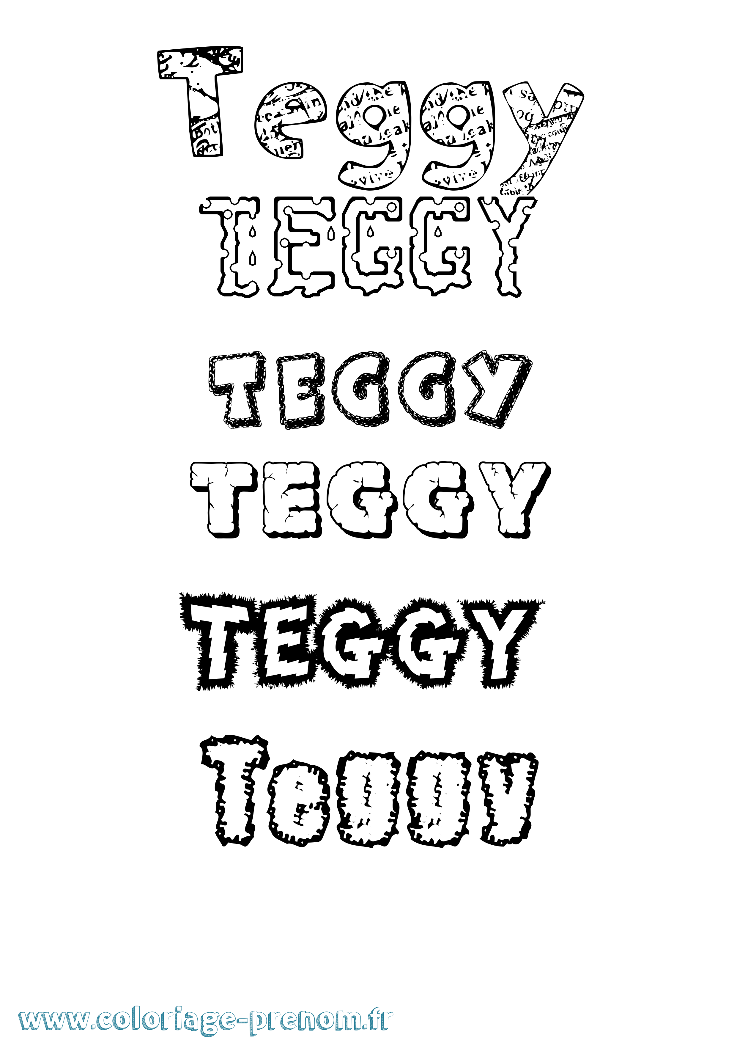 Coloriage prénom Teggy Destructuré