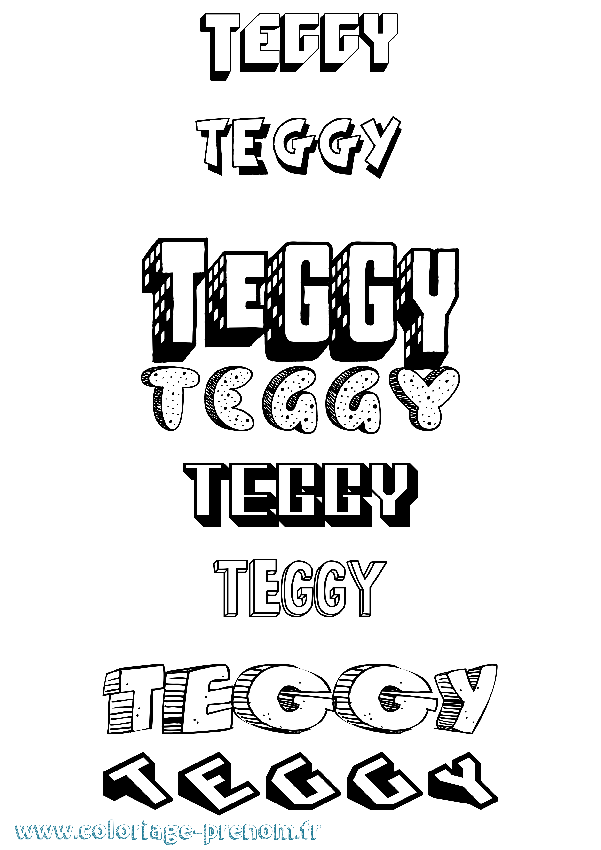 Coloriage prénom Teggy Effet 3D
