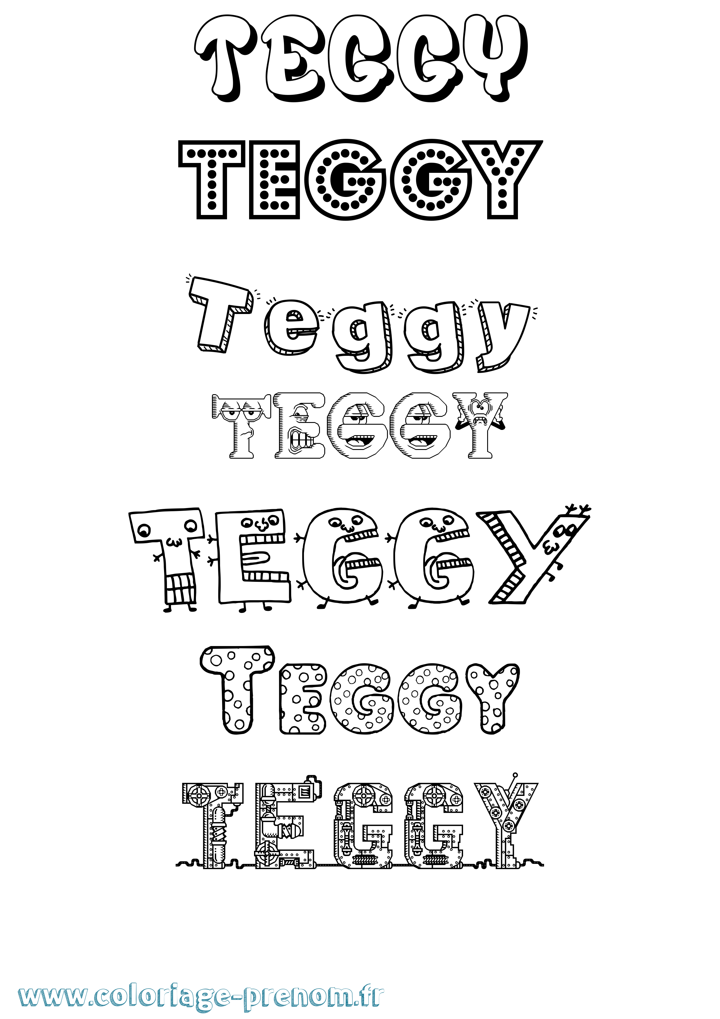 Coloriage prénom Teggy Fun
