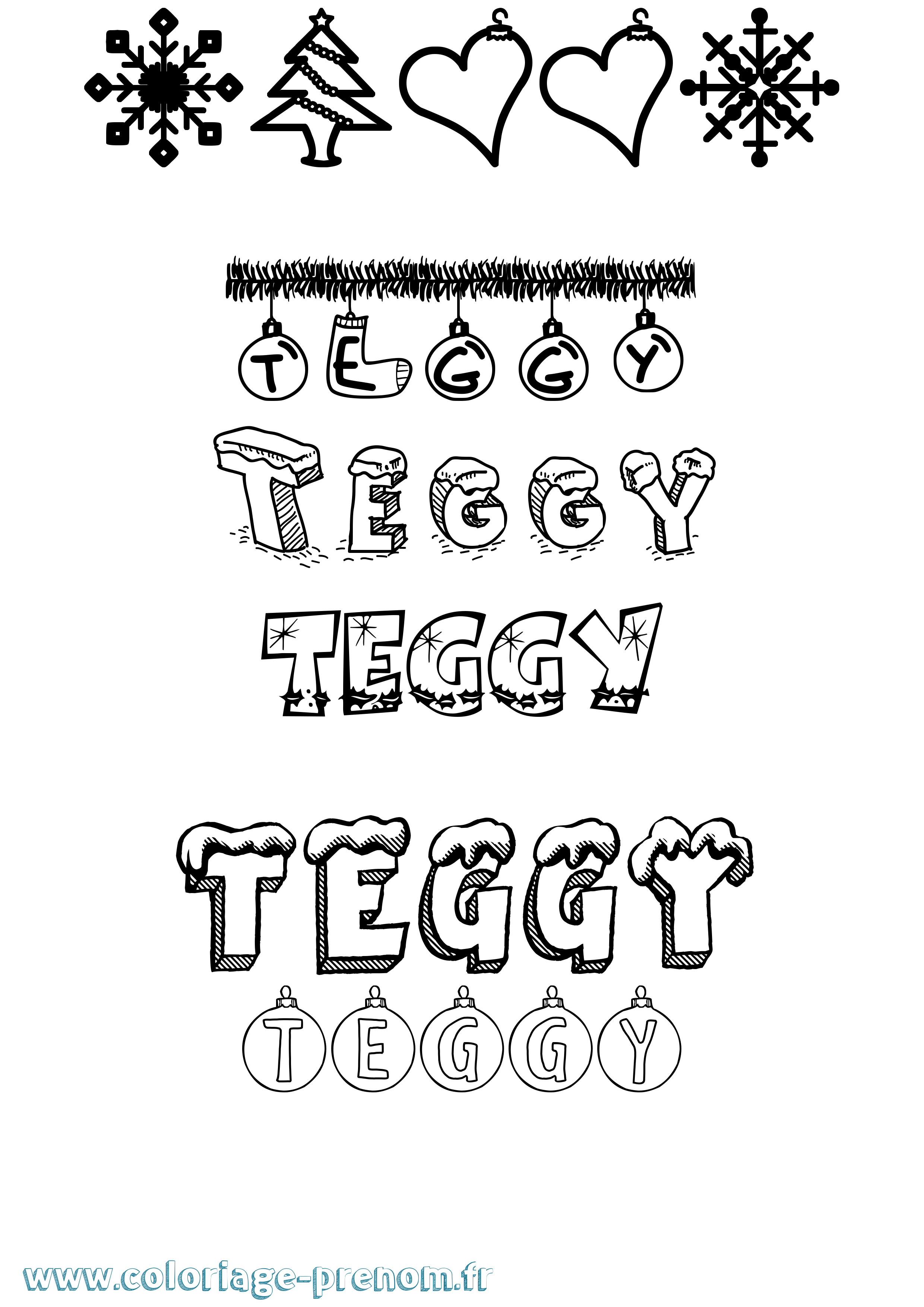 Coloriage prénom Teggy Noël