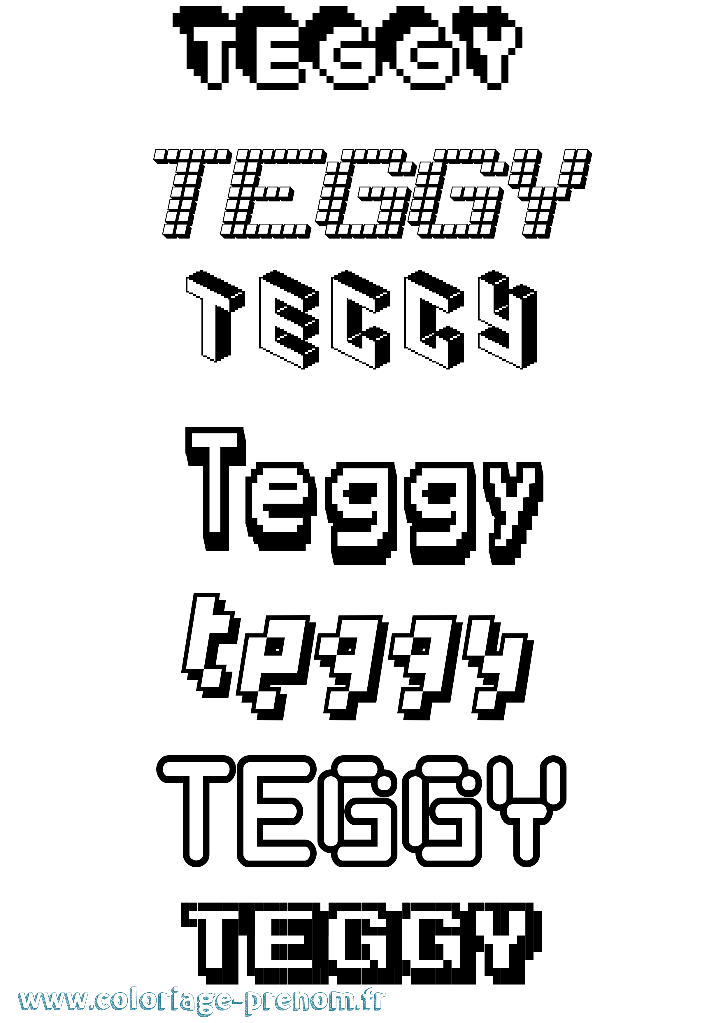 Coloriage prénom Teggy Pixel