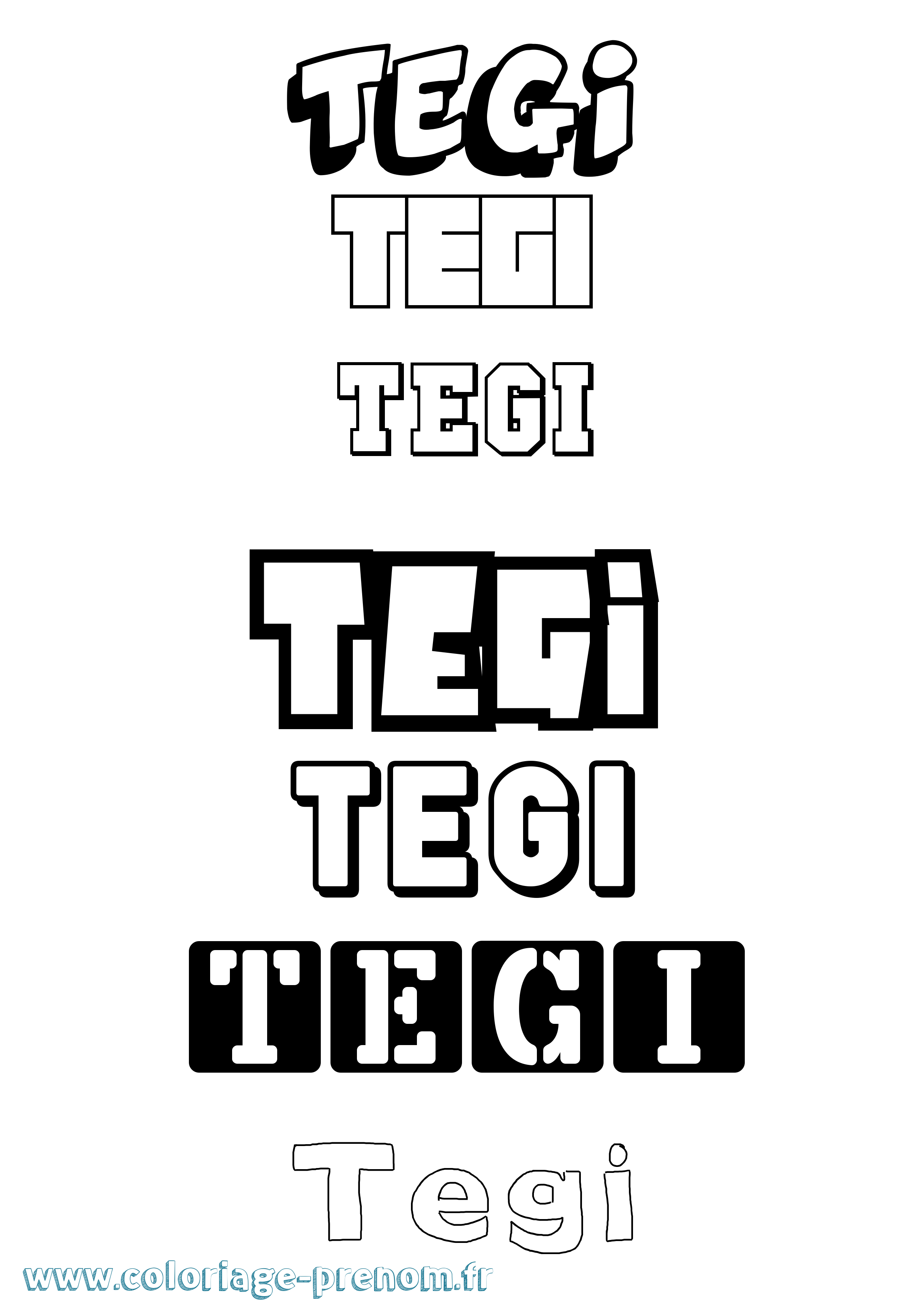 Coloriage prénom Tegi Simple