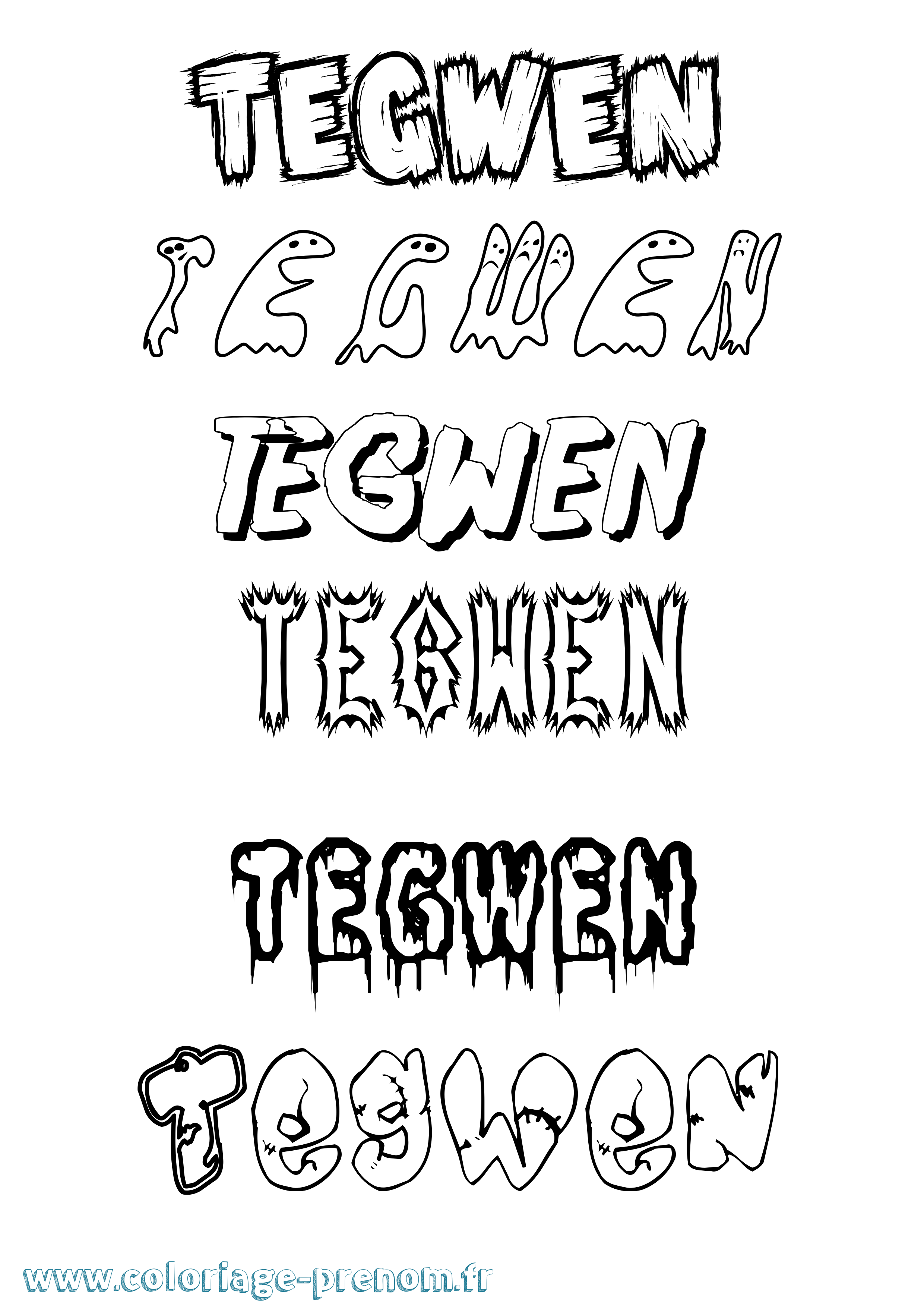 Coloriage prénom Tegwen Frisson