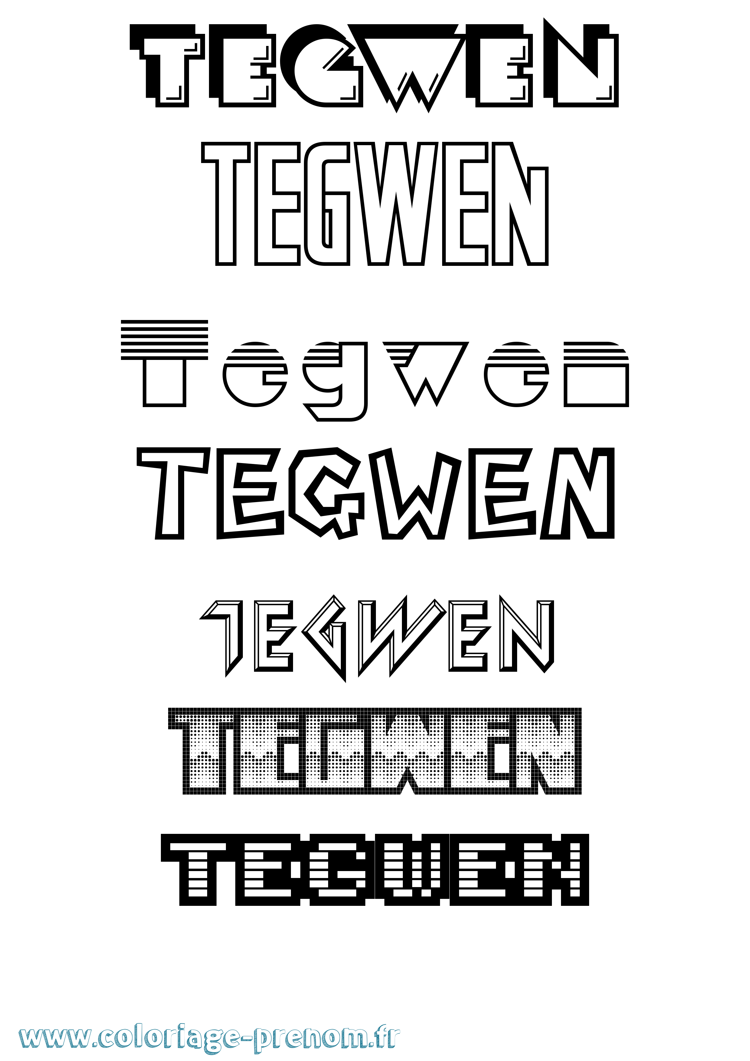 Coloriage prénom Tegwen Jeux Vidéos