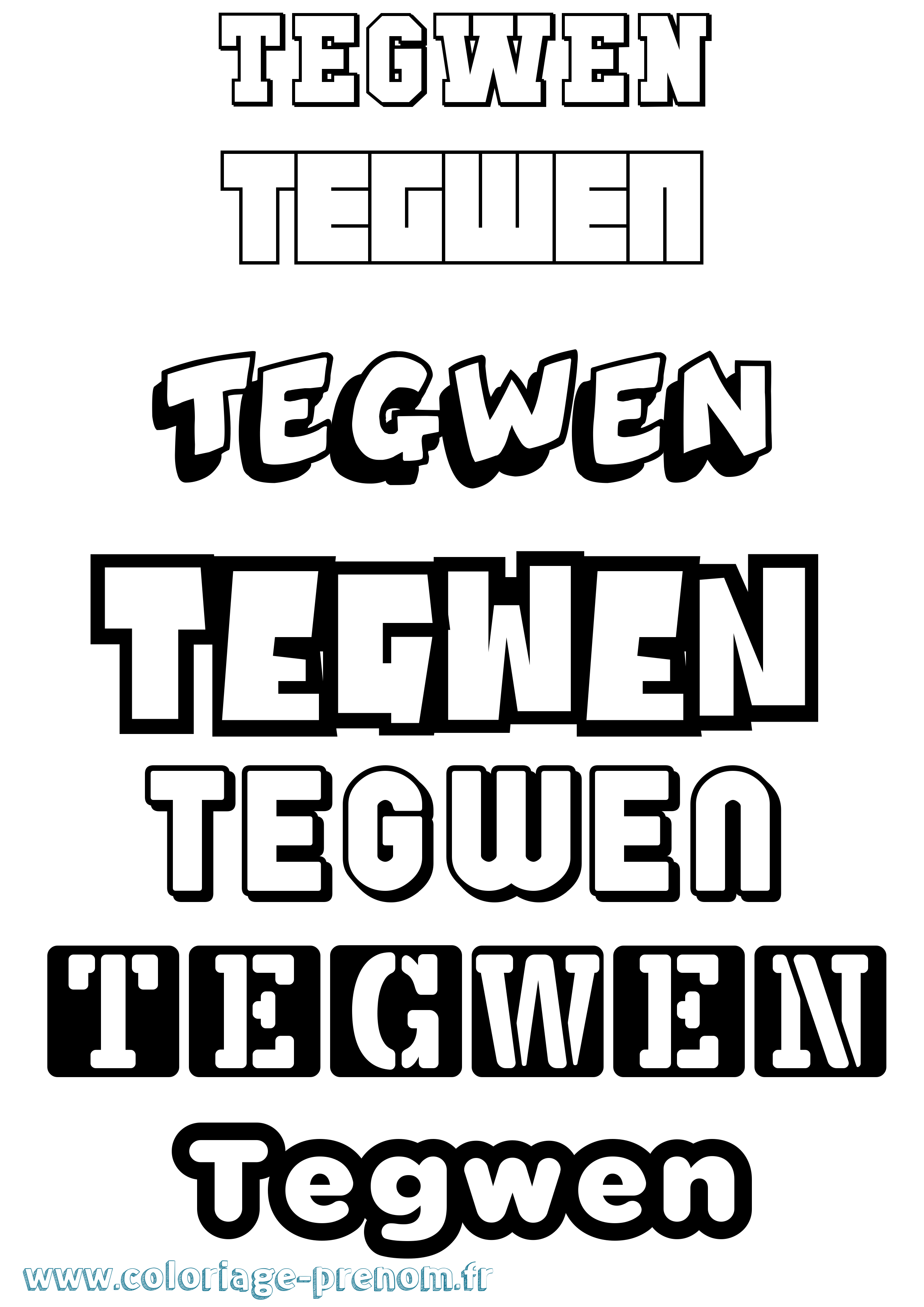 Coloriage prénom Tegwen Simple